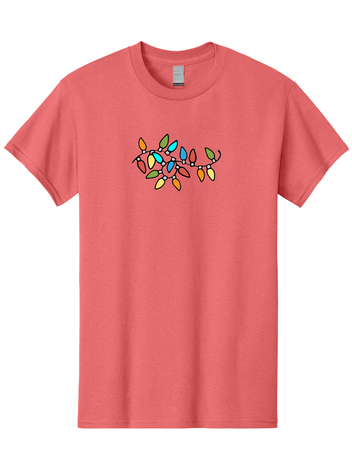 Christmas-Lights-1 Men'S Graphic Tee, 100% Cotton, Comfortable Casual Summer Wear, Machine Washable, Multicolored Christmas Lights, Festive Decorations, Holiday String Lights, Colorful Bulbs, Celebration Decoration, Party Lights -  Aaa807