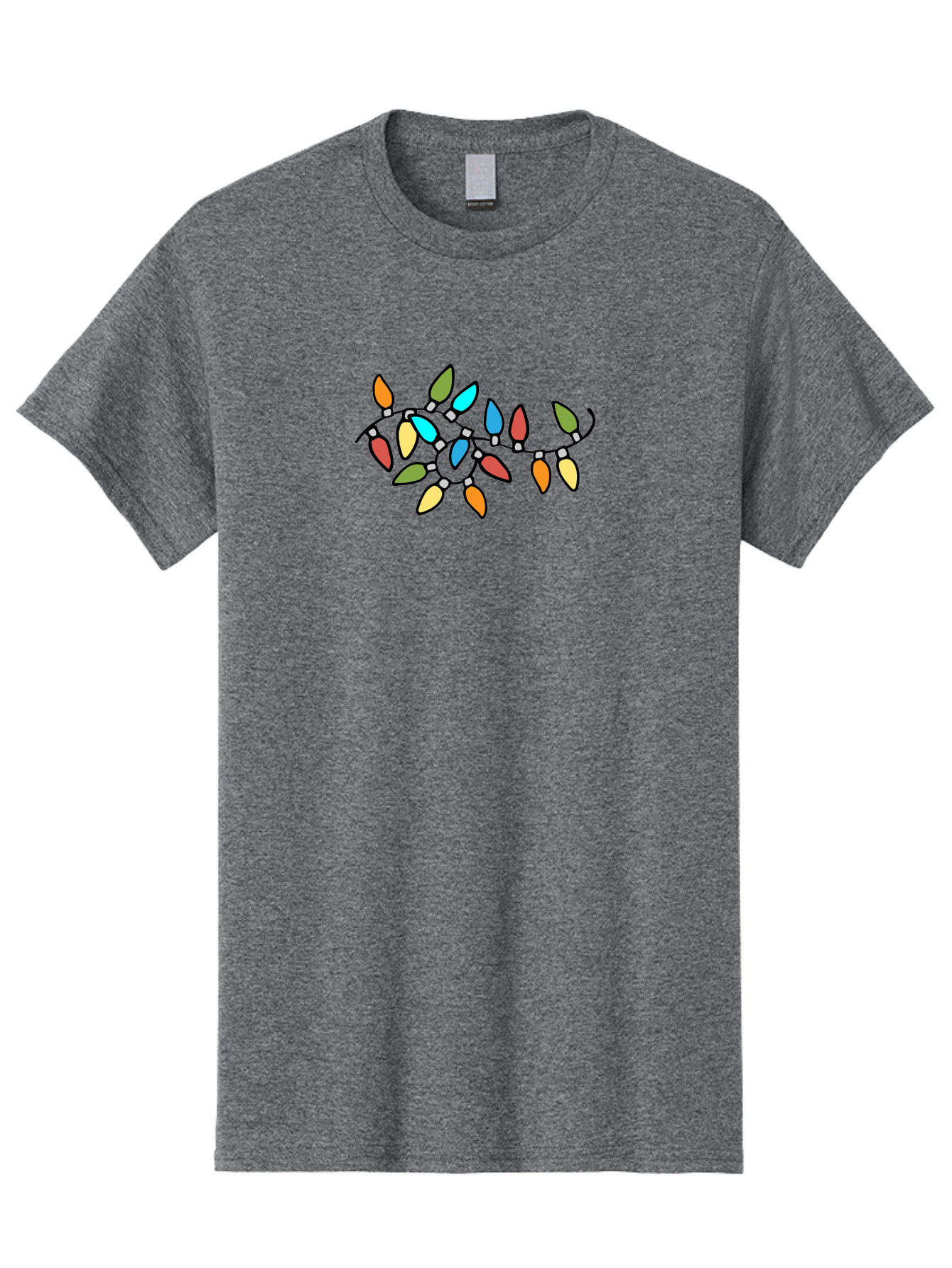 Christmas-Lights-1 Men'S Graphic Tee, 100% Cotton, Comfortable Casual Summer Wear, Machine Washable, Multicolored Christmas Lights, Festive Decorations, Holiday String Lights, Colorful Bulbs, Celebration Decoration, Party Lights -  Aaa807