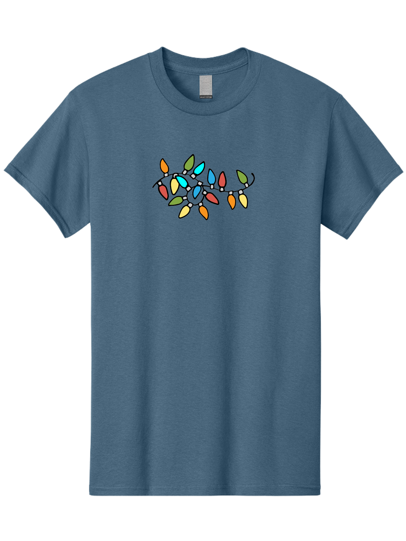 Christmas-Lights-1 Men'S Graphic Tee, 100% Cotton, Comfortable Casual Summer Wear, Machine Washable, Multicolored Christmas Lights, Festive Decorations, Holiday String Lights, Colorful Bulbs, Celebration Decoration, Party Lights -  Aaa807