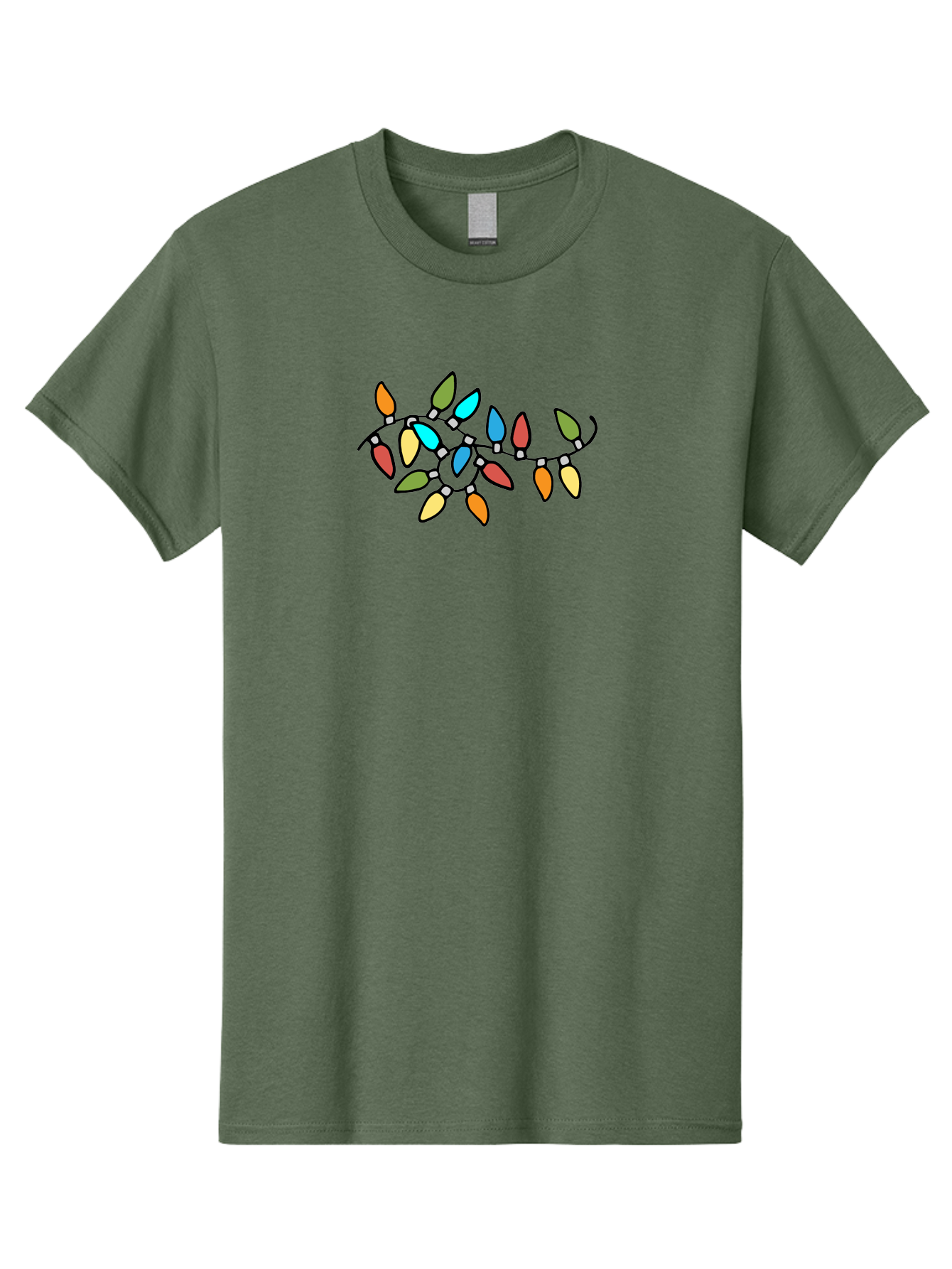 Christmas-Lights-1 Men'S Graphic Tee, 100% Cotton, Comfortable Casual Summer Wear, Machine Washable, Multicolored Christmas Lights, Festive Decorations, Holiday String Lights, Colorful Bulbs, Celebration Decoration, Party Lights -  Aaa807