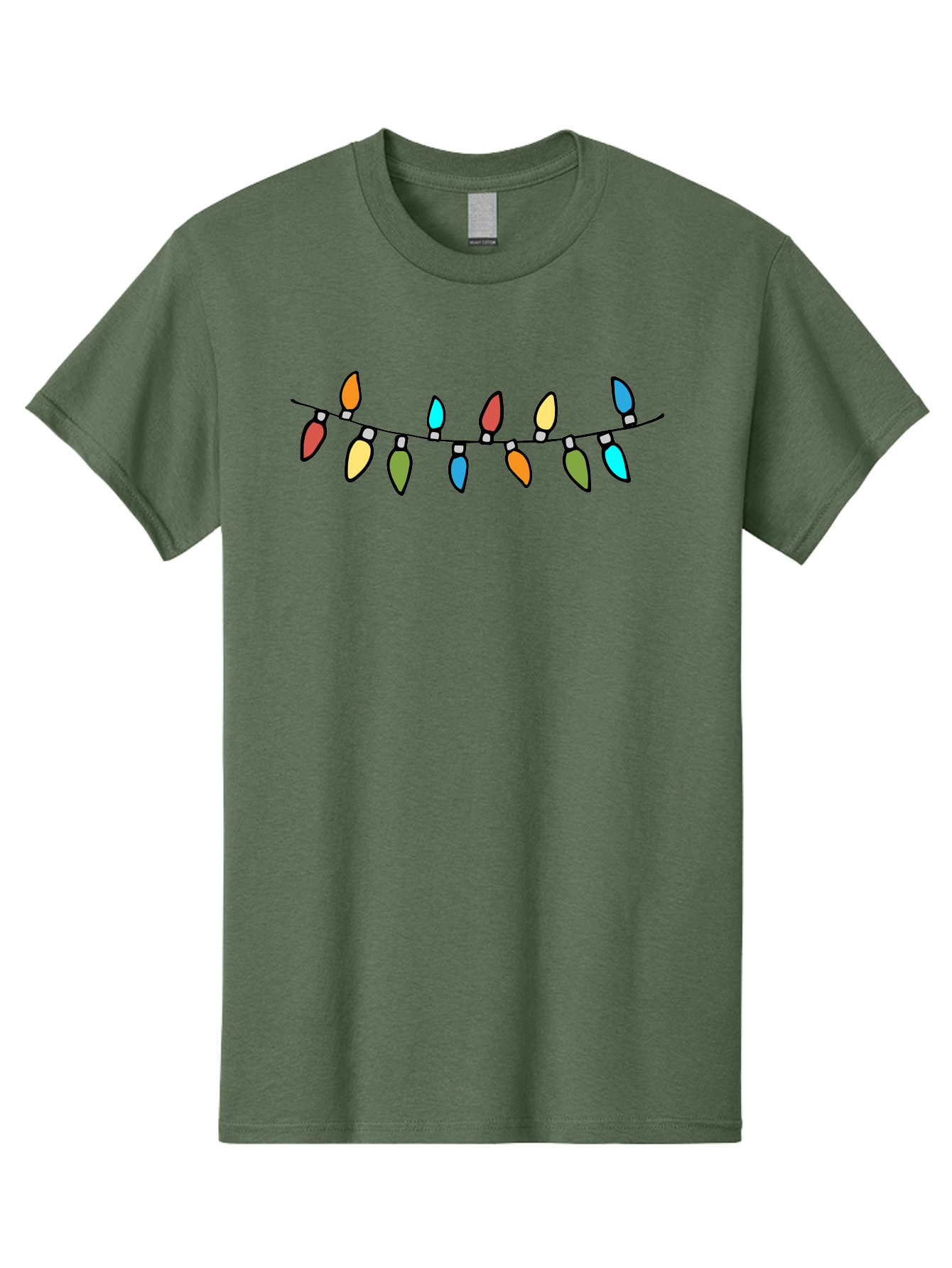 Christmas-Lights Men'S Graphic Tee, 100% Cotton, Comfortable Casual Summer Wear, Machine Washable, Christmas Lights, String Lights, Holiday Decorations, Festive Colors, Red, Orange, Yellow, Blue, Green, Celebration -  Aaa808