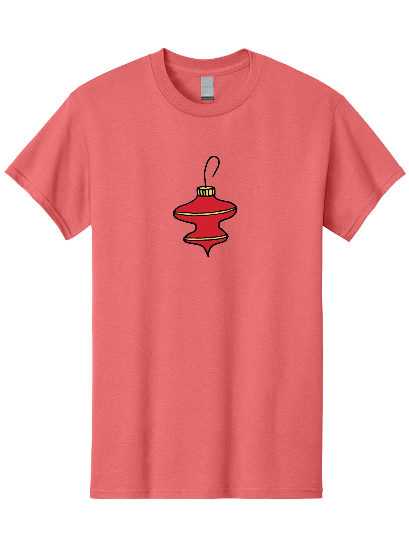 Christmas-Ornament-2 Men'S Graphic Tee, 100% Cotton, Comfortable Casual Summer Wear, Machine Washable, Christmas Decoration, Red Ornament, Festive Decor, Holiday Season, Christmas Tree, Christmas Bauble, Golden Details, Cartoon Style -  Aaa810