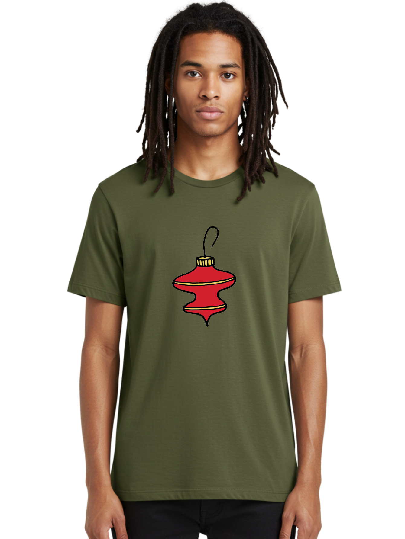 Christmas-Ornament-2 Men'S Graphic Tee, 100% Cotton, Comfortable Casual Summer Wear, Machine Washable, Christmas Decoration, Red Ornament, Festive Decor, Holiday Season, Christmas Tree, Christmas Bauble, Golden Details, Cartoon Style -  Aaa810