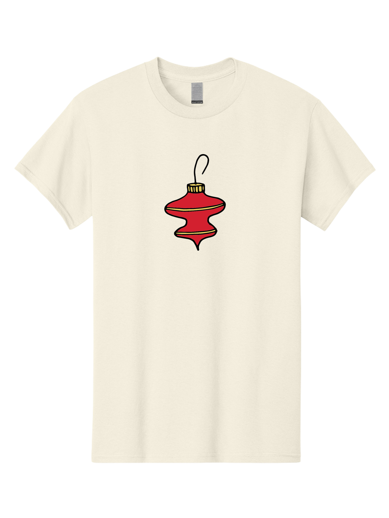Christmas-Ornament-2 Men'S Graphic Tee, 100% Cotton, Comfortable Casual Summer Wear, Machine Washable, Christmas Decoration, Red Ornament, Festive Decor, Holiday Season, Christmas Tree, Christmas Bauble, Golden Details, Cartoon Style -  Aaa810