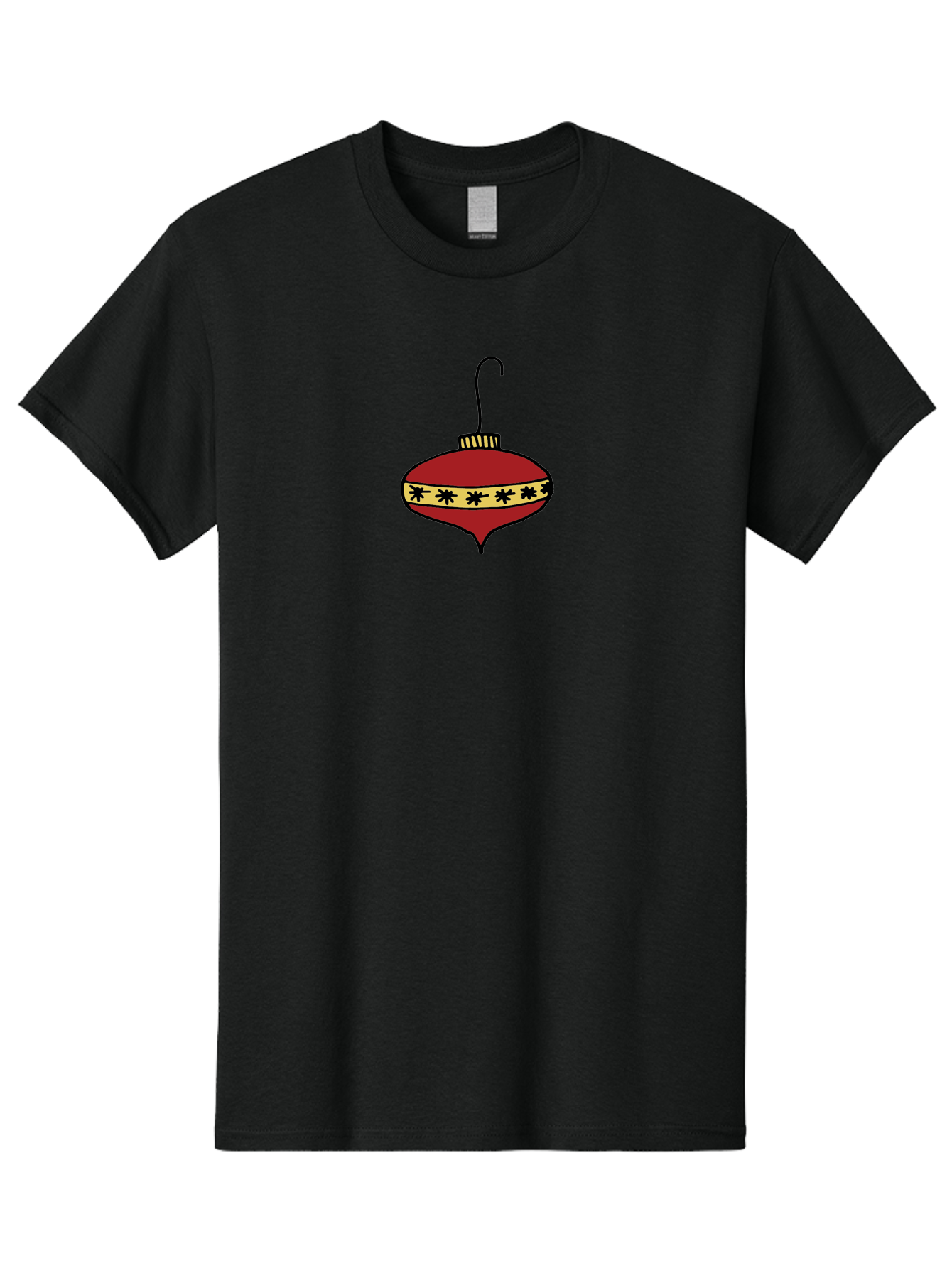 Christmas-Ornament Men'S Graphic Tee, 100% Cotton, Comfortable Casual Summer Wear, Machine Washable, Christmas Ornament, Red Decoration, Festive Decor, Holiday Season, Yellow And Black Pattern, Christmas Tree Decoration, Vintage Style, -  Aaa815