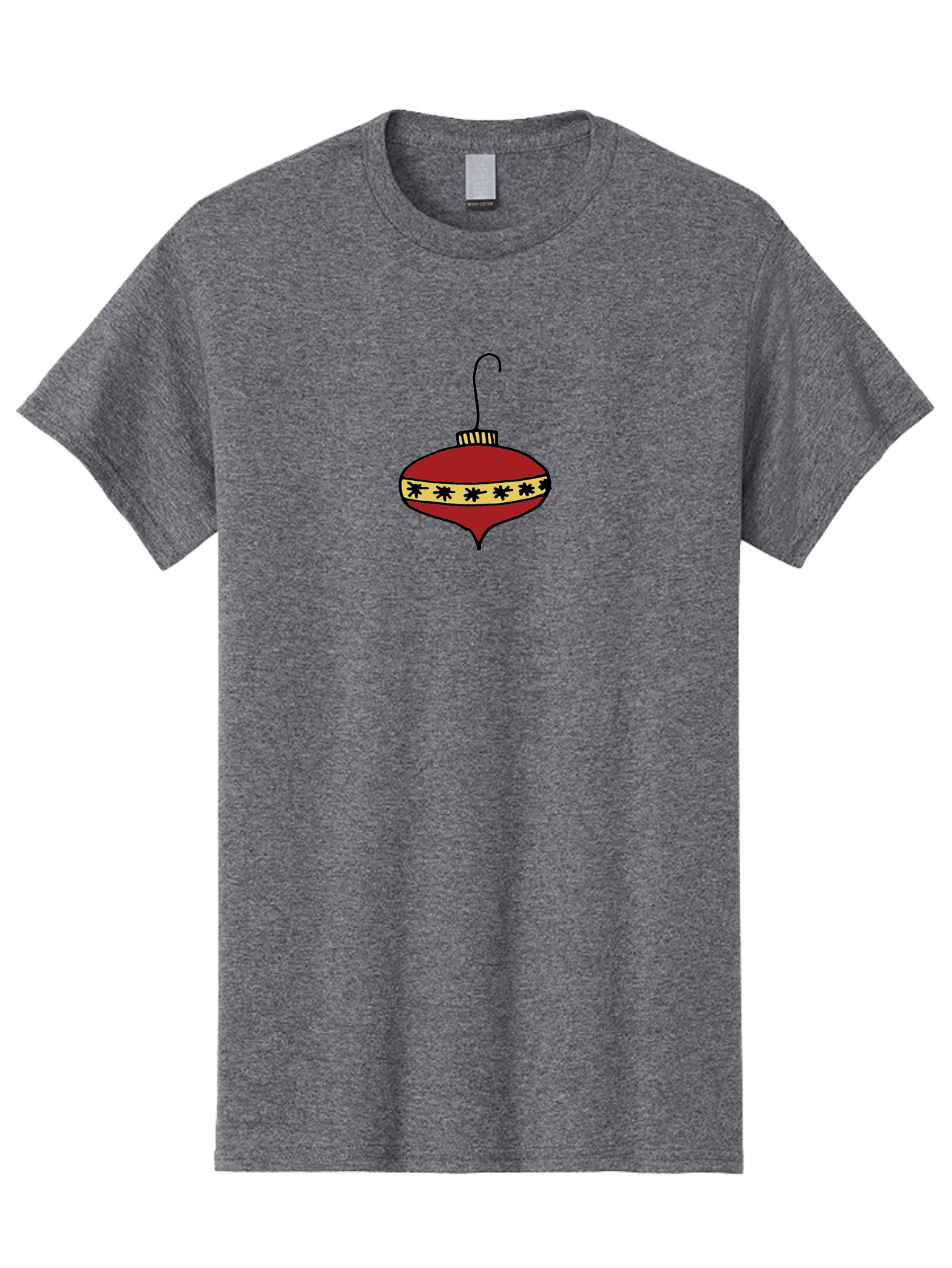Christmas-Ornament Men'S Graphic Tee, 100% Cotton, Comfortable Casual Summer Wear, Machine Washable, Christmas Ornament, Red Decoration, Festive Decor, Holiday Season, Yellow And Black Pattern, Christmas Tree Decoration, Vintage Style, -  Aaa815