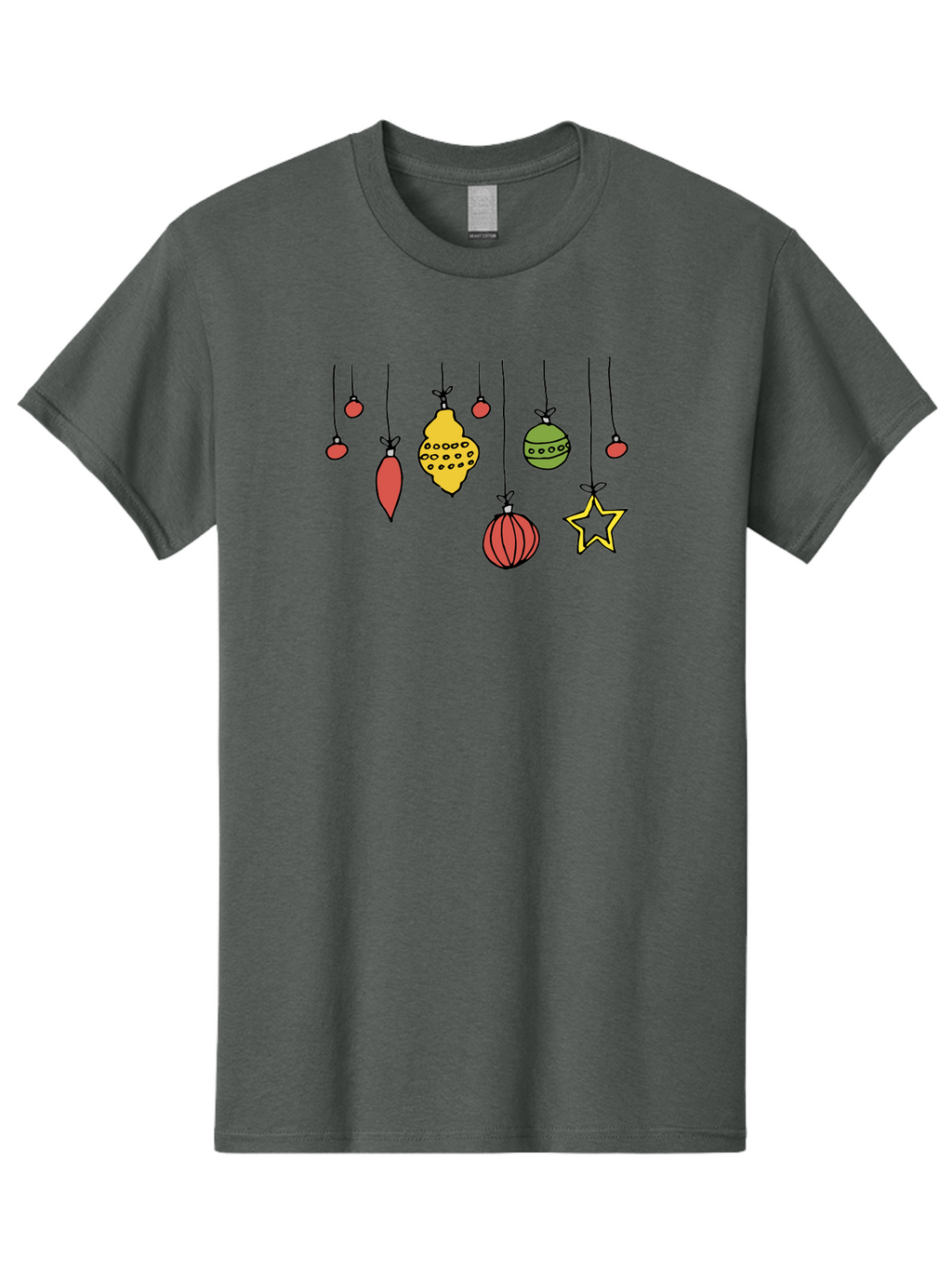 Christmas-Ornaments-1 Men'S Graphic Tee, 100% Cotton, Comfortable Casual Summer Wear, Machine Washable, Christmas Ornaments, Hanging Decorations, Festive Decor, Holiday Season, Christmas Tree Decorations, Red And Green Ornaments, -  Aaa816