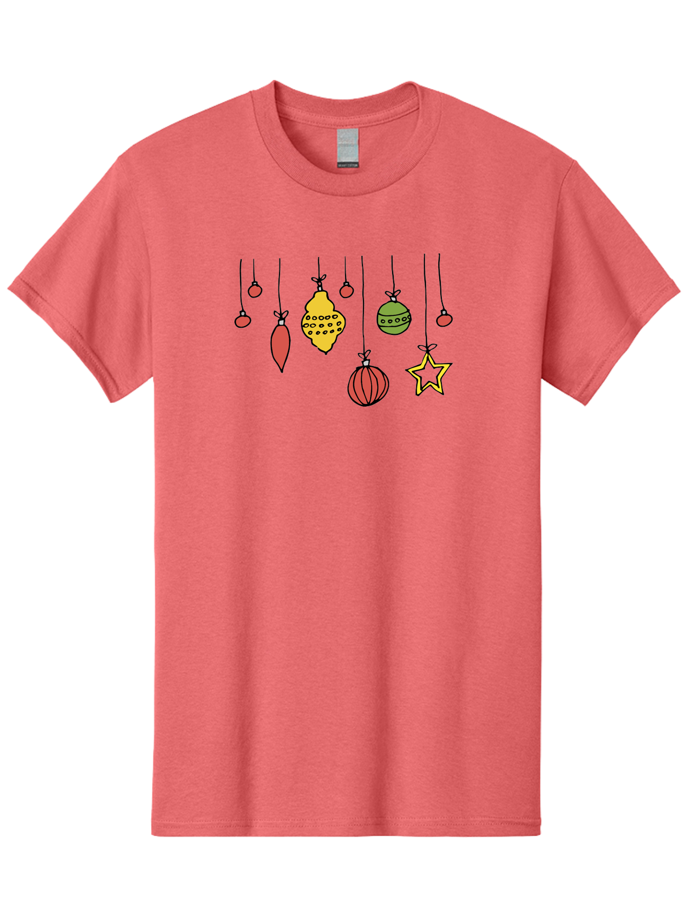 Christmas-Ornaments-1 Men'S Graphic Tee, 100% Cotton, Comfortable Casual Summer Wear, Machine Washable, Christmas Ornaments, Hanging Decorations, Festive Decor, Holiday Season, Christmas Tree Decorations, Red And Green Ornaments, -  Aaa816