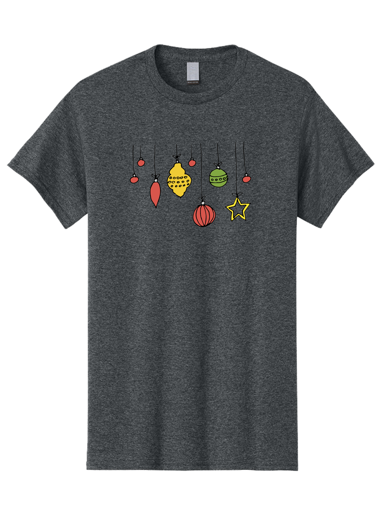 Christmas-Ornaments-1 Men'S Graphic Tee, 100% Cotton, Comfortable Casual Summer Wear, Machine Washable, Christmas Ornaments, Hanging Decorations, Festive Decor, Holiday Season, Christmas Tree Decorations, Red And Green Ornaments, -  Aaa816