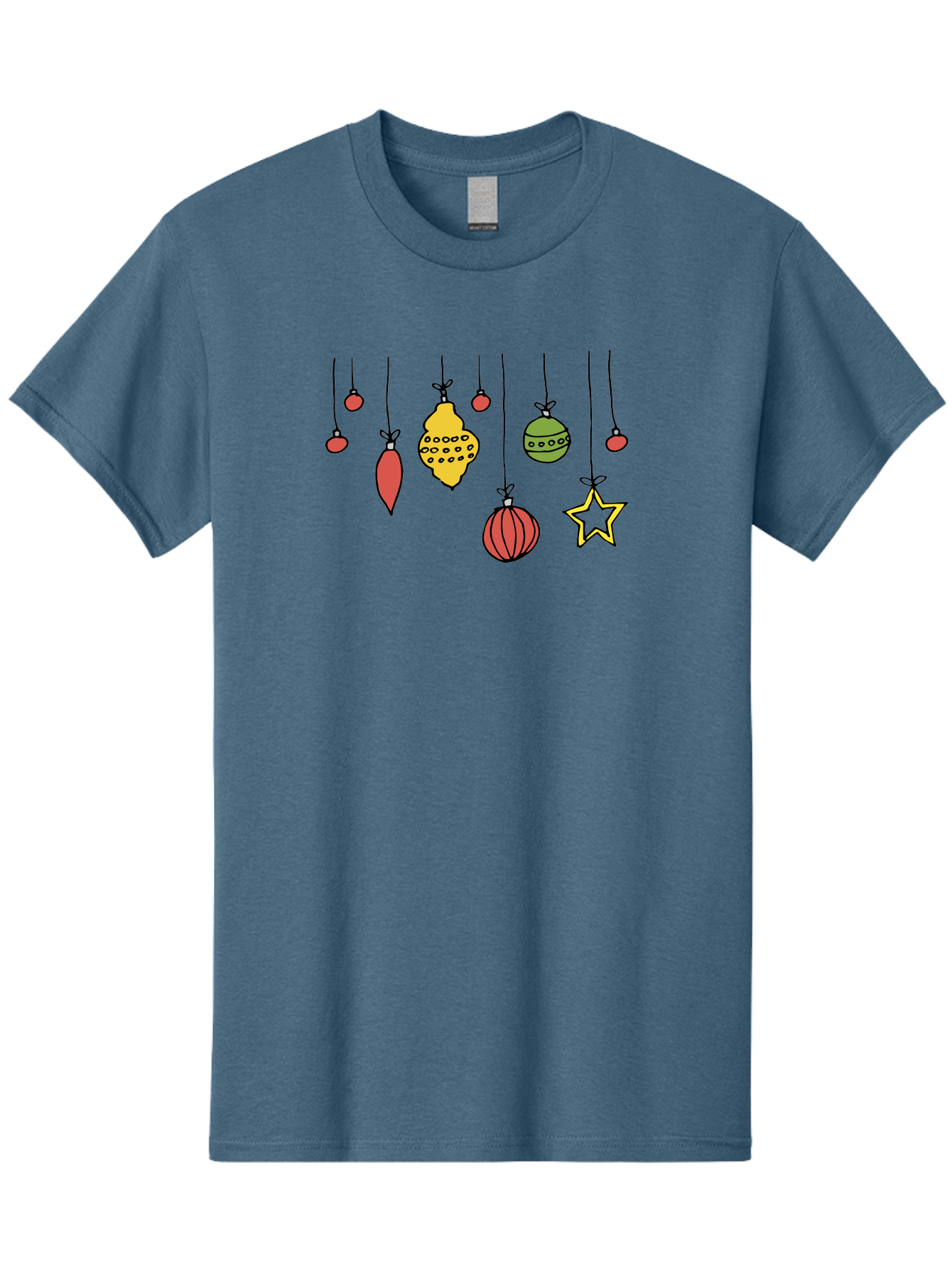 Christmas-Ornaments-1 Men'S Graphic Tee, 100% Cotton, Comfortable Casual Summer Wear, Machine Washable, Christmas Ornaments, Hanging Decorations, Festive Decor, Holiday Season, Christmas Tree Decorations, Red And Green Ornaments, -  Aaa816