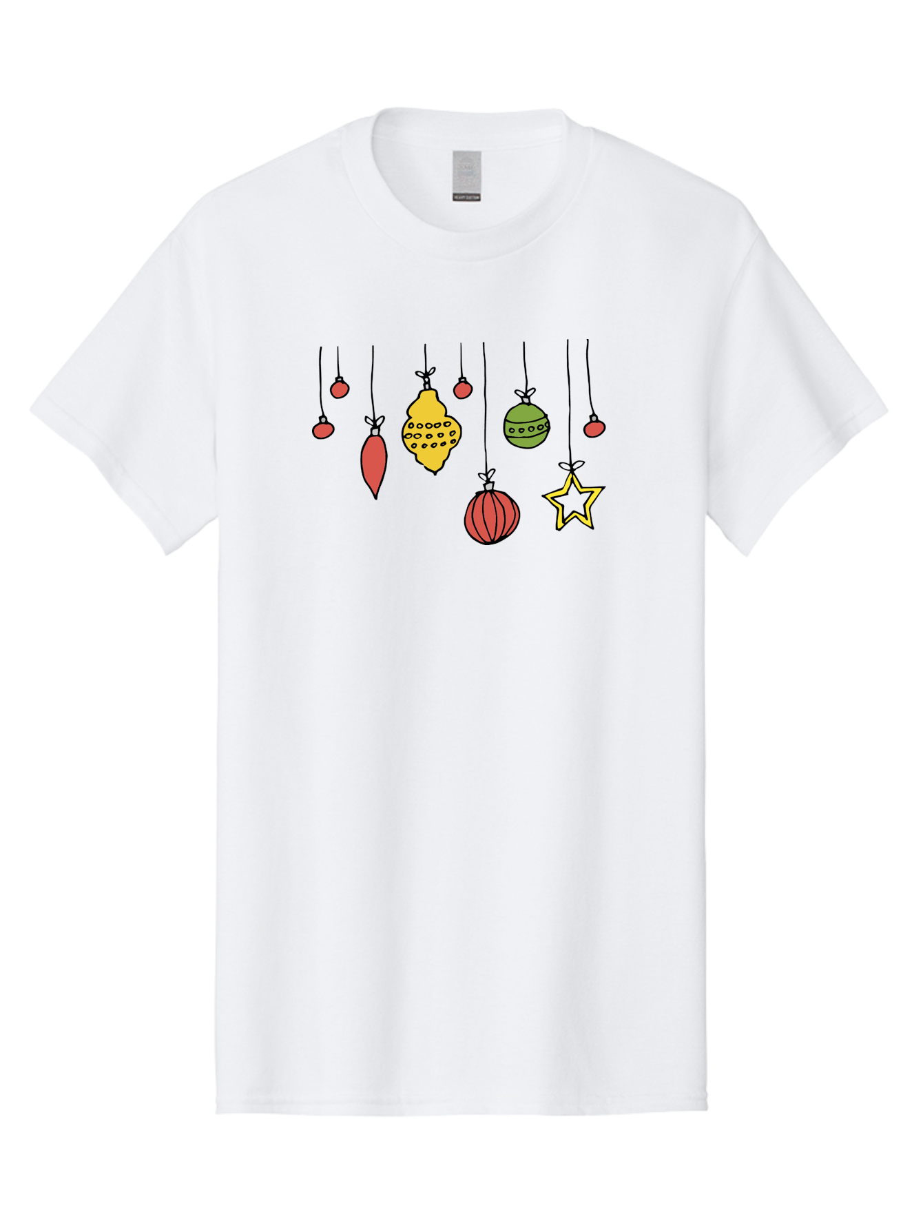 Christmas-Ornaments-1 Men'S Graphic Tee, 100% Cotton, Comfortable Casual Summer Wear, Machine Washable, Christmas Ornaments, Hanging Decorations, Festive Decor, Holiday Season, Christmas Tree Decorations, Red And Green Ornaments, -  Aaa816