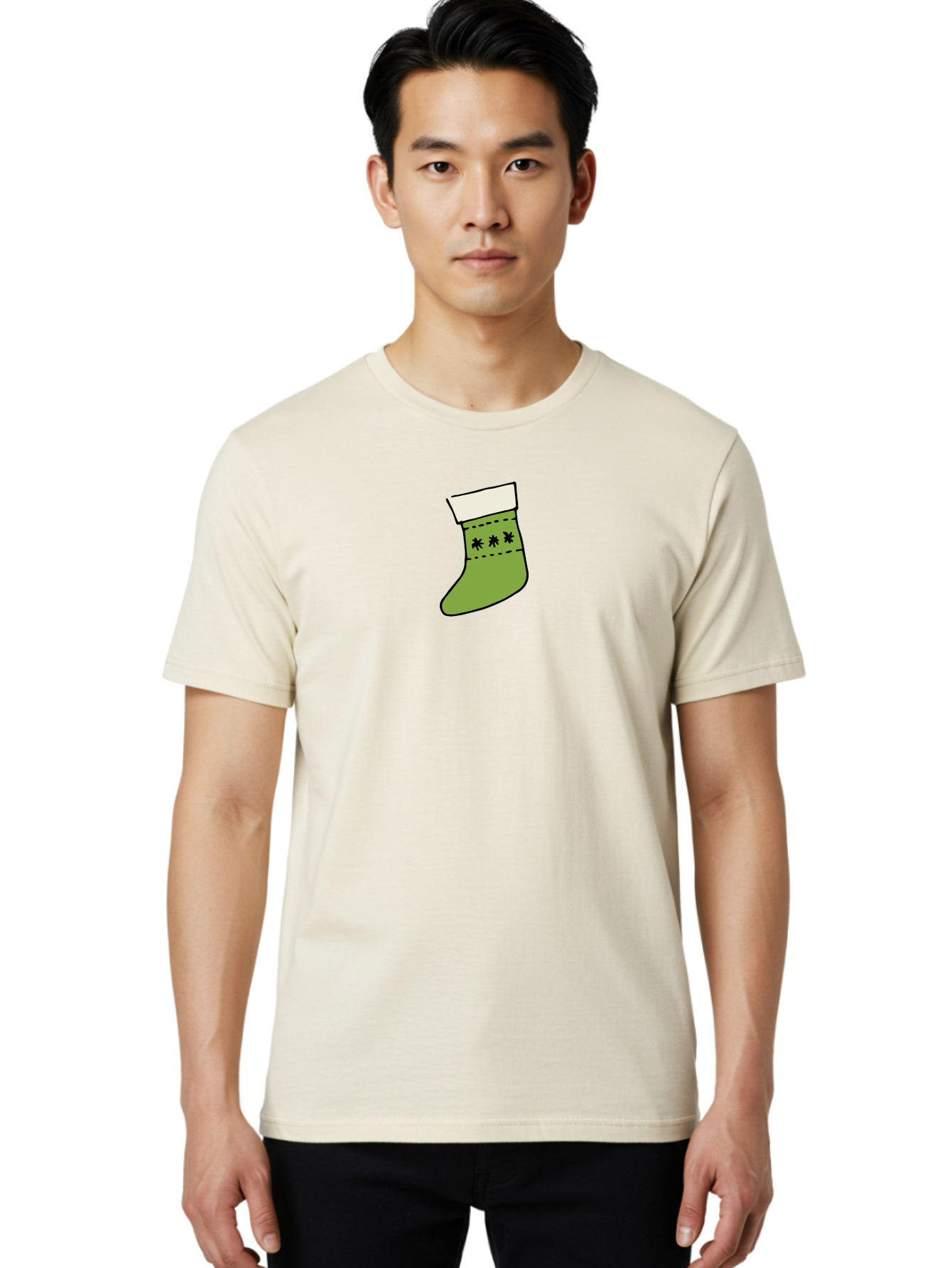 Christmas-Stocking-1 Men'S Graphic Tee, 100% Cotton, Comfortable Casual Summer Wear, Machine Washable, Christmas Stocking, Festive Decoration, Holiday Tradition, Gift Giving, Christmas Celebration, Winter Wonderland, Snowflake Pattern, -  Aaa819