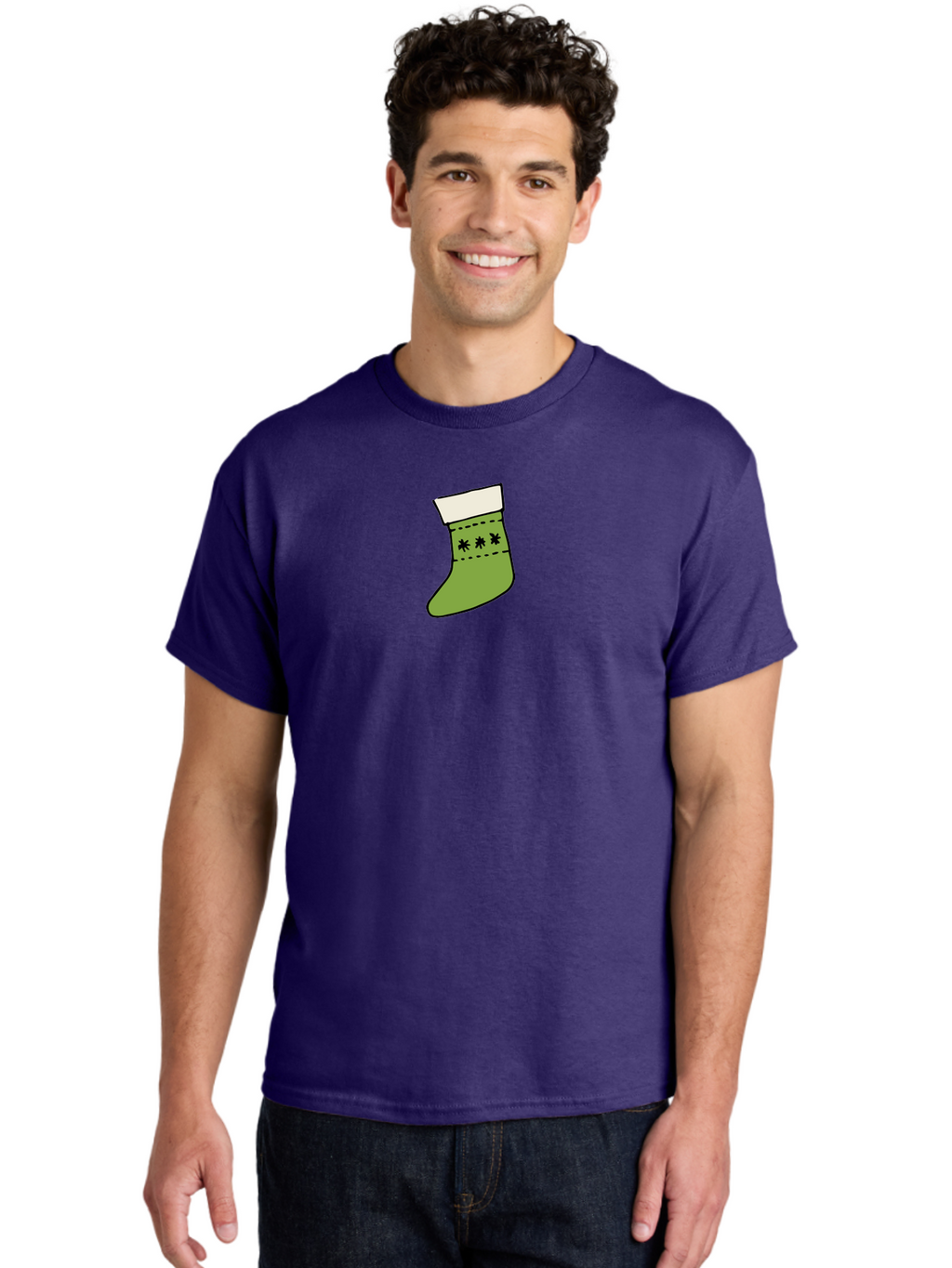 Christmas-Stocking-1 Men'S Graphic Tee, 100% Cotton, Comfortable Casual Summer Wear, Machine Washable, Christmas Stocking, Festive Decoration, Holiday Tradition, Gift Giving, Christmas Celebration, Winter Wonderland, Snowflake Pattern, -  Aaa819