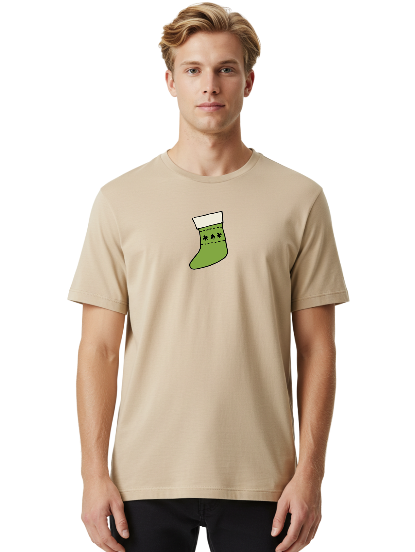 Christmas-Stocking-1 Men'S Graphic Tee, 100% Cotton, Comfortable Casual Summer Wear, Machine Washable, Christmas Stocking, Festive Decoration, Holiday Tradition, Gift Giving, Christmas Celebration, Winter Wonderland, Snowflake Pattern, -  Aaa819