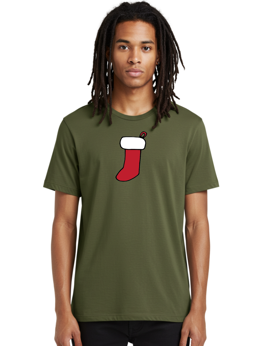 Christmas-Stocking-2 Men'S Graphic Tee, 100% Cotton, Comfortable Casual Summer Wear, Machine Washable, Christmas Stocking, Red And White, Festive Decor, Holiday Season, Merry Christmas, Winter Wonderland, Seasonal Illustration -  Aaa820