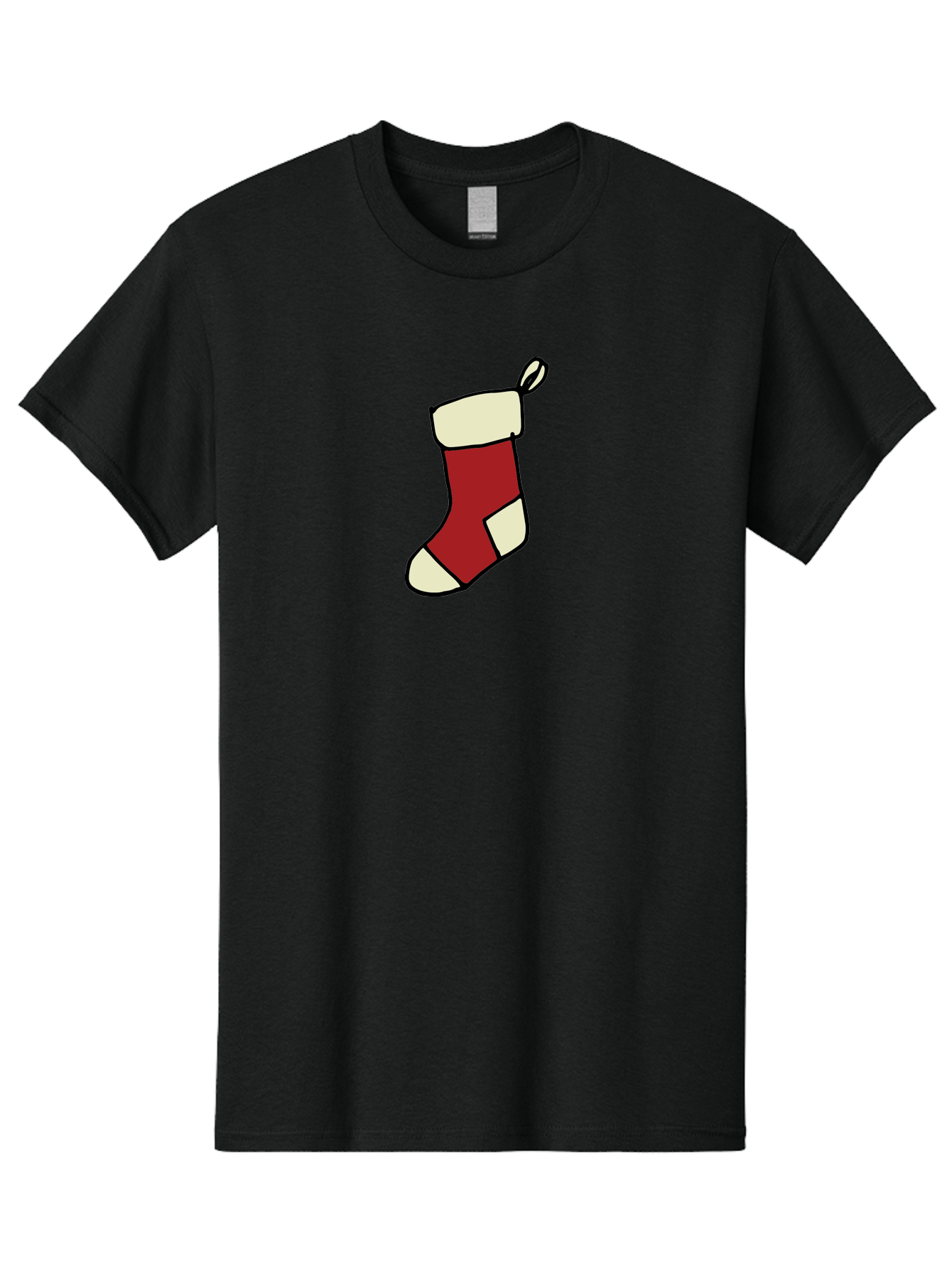 Christmas-Stocking Men'S Graphic Tee, 100% Cotton, Comfortable Casual Summer Wear, Machine Washable, Christmas Stocking, Holiday Decor, Festive Tradition, Red And White Colors, Black Outline, Cartoon Style, Holiday Season, Winter Wonderland -  Aaa821