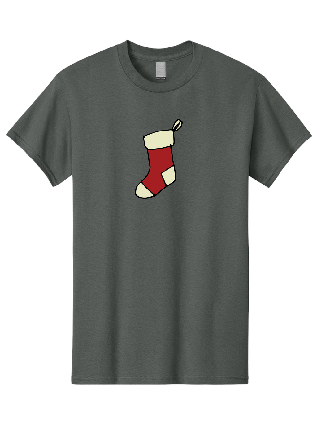Christmas-Stocking Men'S Graphic Tee, 100% Cotton, Comfortable Casual Summer Wear, Machine Washable, Christmas Stocking, Holiday Decor, Festive Tradition, Red And White Colors, Black Outline, Cartoon Style, Holiday Season, Winter Wonderland -  Aaa821