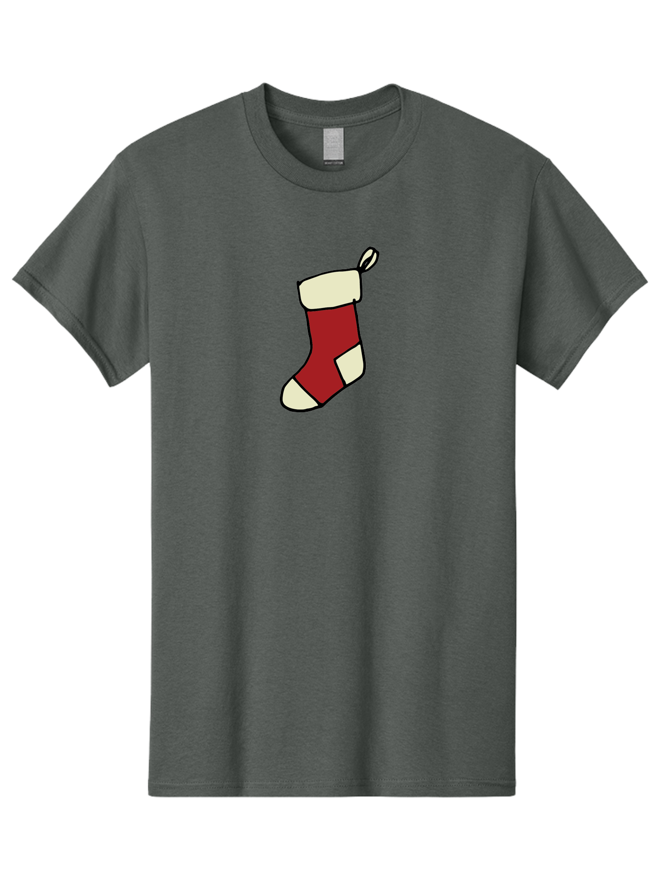 Christmas-Stocking Men'S Graphic Tee, 100% Cotton, Comfortable Casual Summer Wear, Machine Washable, Christmas Stocking, Holiday Decor, Festive Tradition, Red And White Colors, Black Outline, Cartoon Style, Holiday Season, Winter Wonderland -  Aaa821