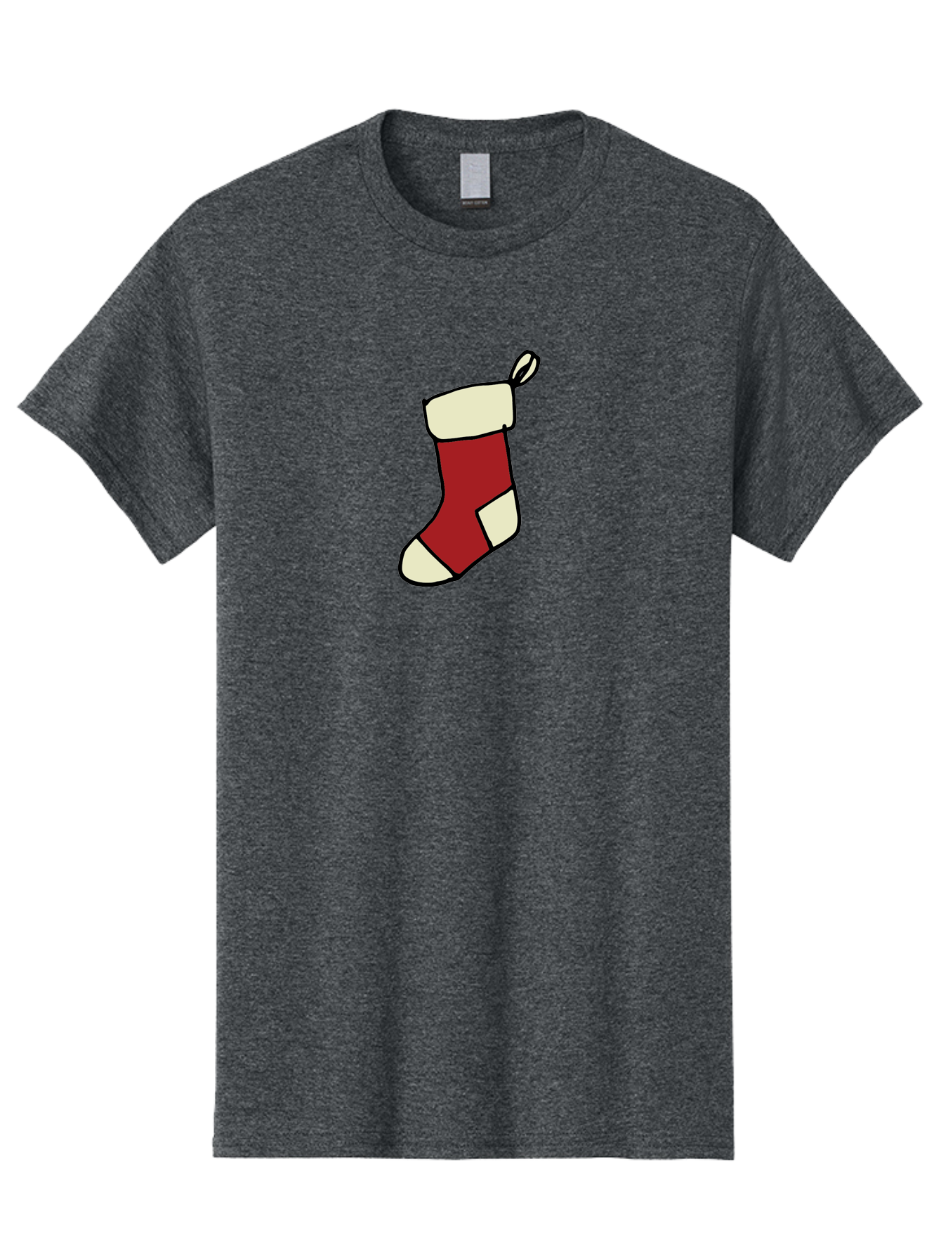 Christmas-Stocking Men'S Graphic Tee, 100% Cotton, Comfortable Casual Summer Wear, Machine Washable, Christmas Stocking, Holiday Decor, Festive Tradition, Red And White Colors, Black Outline, Cartoon Style, Holiday Season, Winter Wonderland -  Aaa821