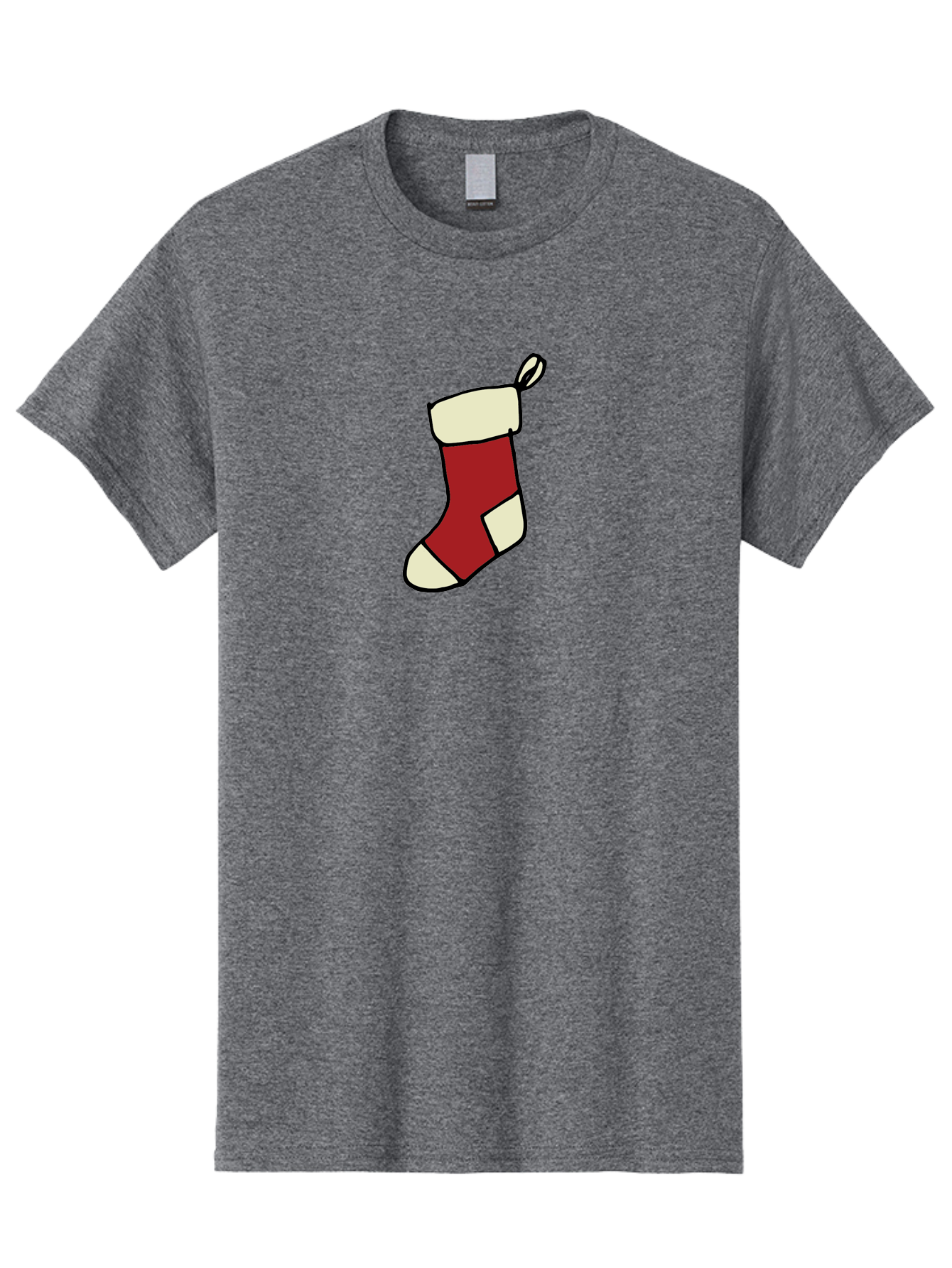 Christmas-Stocking Men'S Graphic Tee, 100% Cotton, Comfortable Casual Summer Wear, Machine Washable, Christmas Stocking, Holiday Decor, Festive Tradition, Red And White Colors, Black Outline, Cartoon Style, Holiday Season, Winter Wonderland -  Aaa821