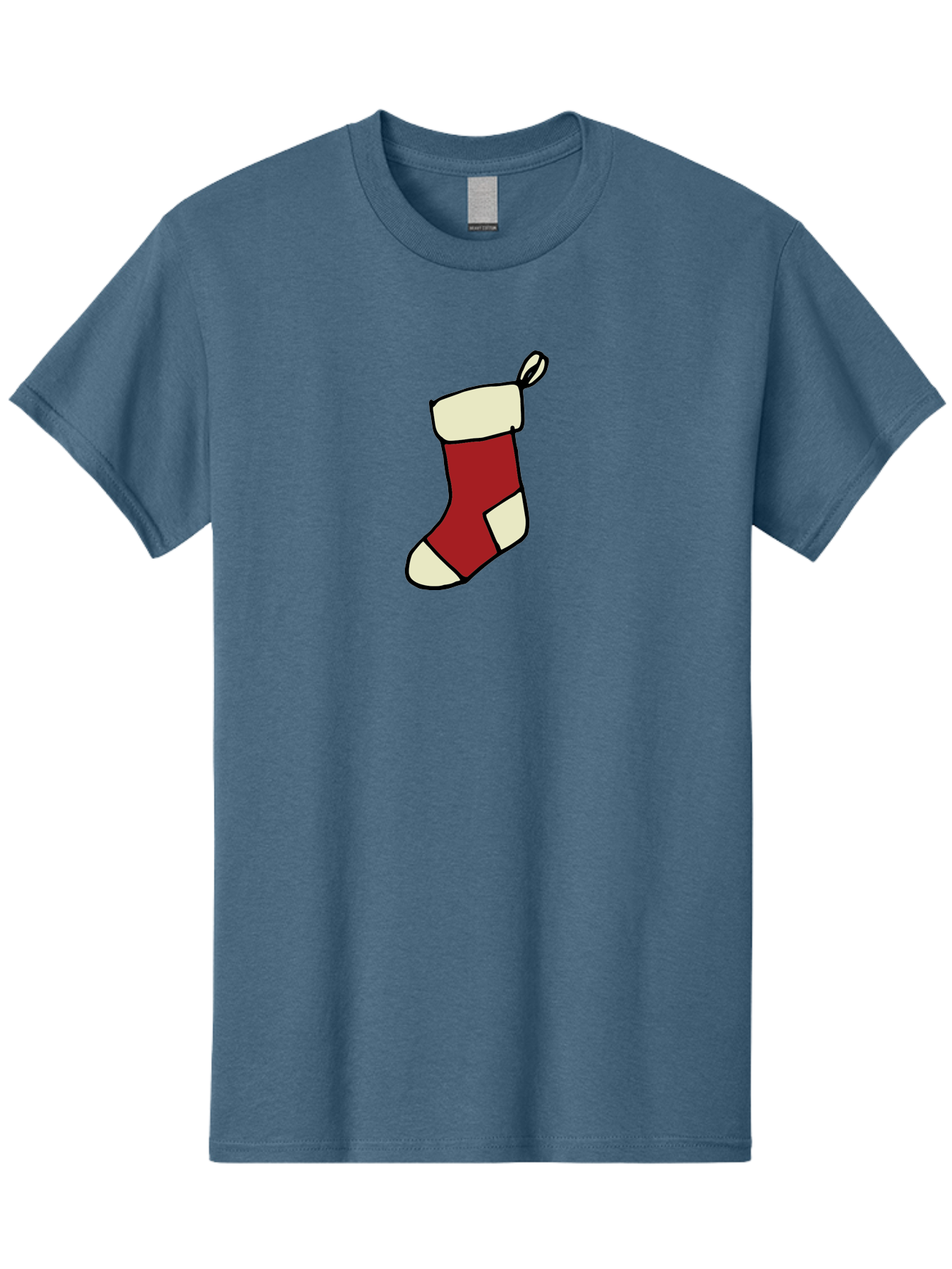 Christmas-Stocking Men'S Graphic Tee, 100% Cotton, Comfortable Casual Summer Wear, Machine Washable, Christmas Stocking, Holiday Decor, Festive Tradition, Red And White Colors, Black Outline, Cartoon Style, Holiday Season, Winter Wonderland -  Aaa821