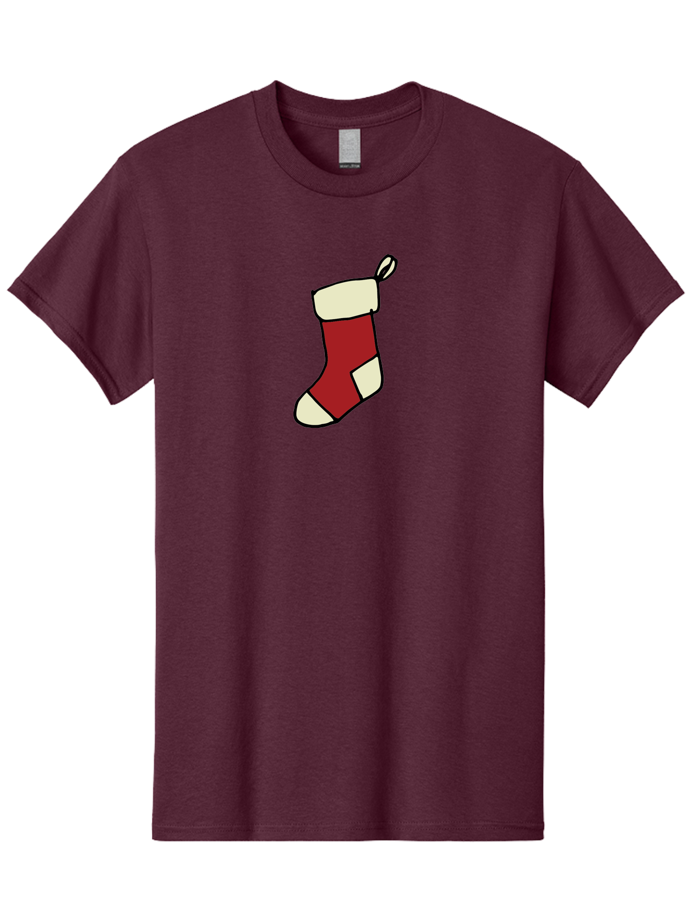 Christmas-Stocking Men'S Graphic Tee, 100% Cotton, Comfortable Casual Summer Wear, Machine Washable, Christmas Stocking, Holiday Decor, Festive Tradition, Red And White Colors, Black Outline, Cartoon Style, Holiday Season, Winter Wonderland -  Aaa821
