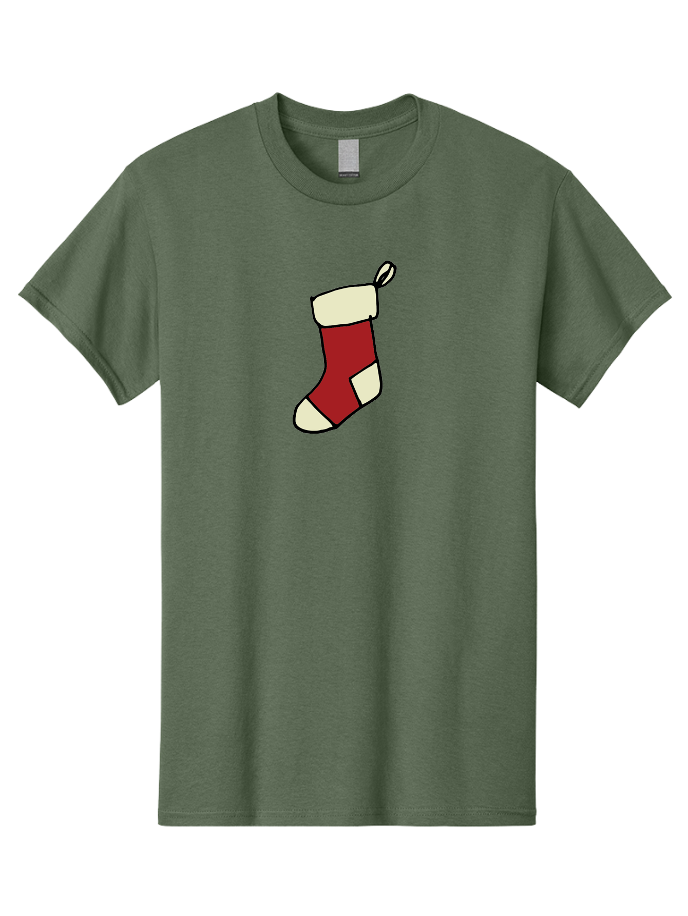 Christmas-Stocking Men'S Graphic Tee, 100% Cotton, Comfortable Casual Summer Wear, Machine Washable, Christmas Stocking, Holiday Decor, Festive Tradition, Red And White Colors, Black Outline, Cartoon Style, Holiday Season, Winter Wonderland -  Aaa821