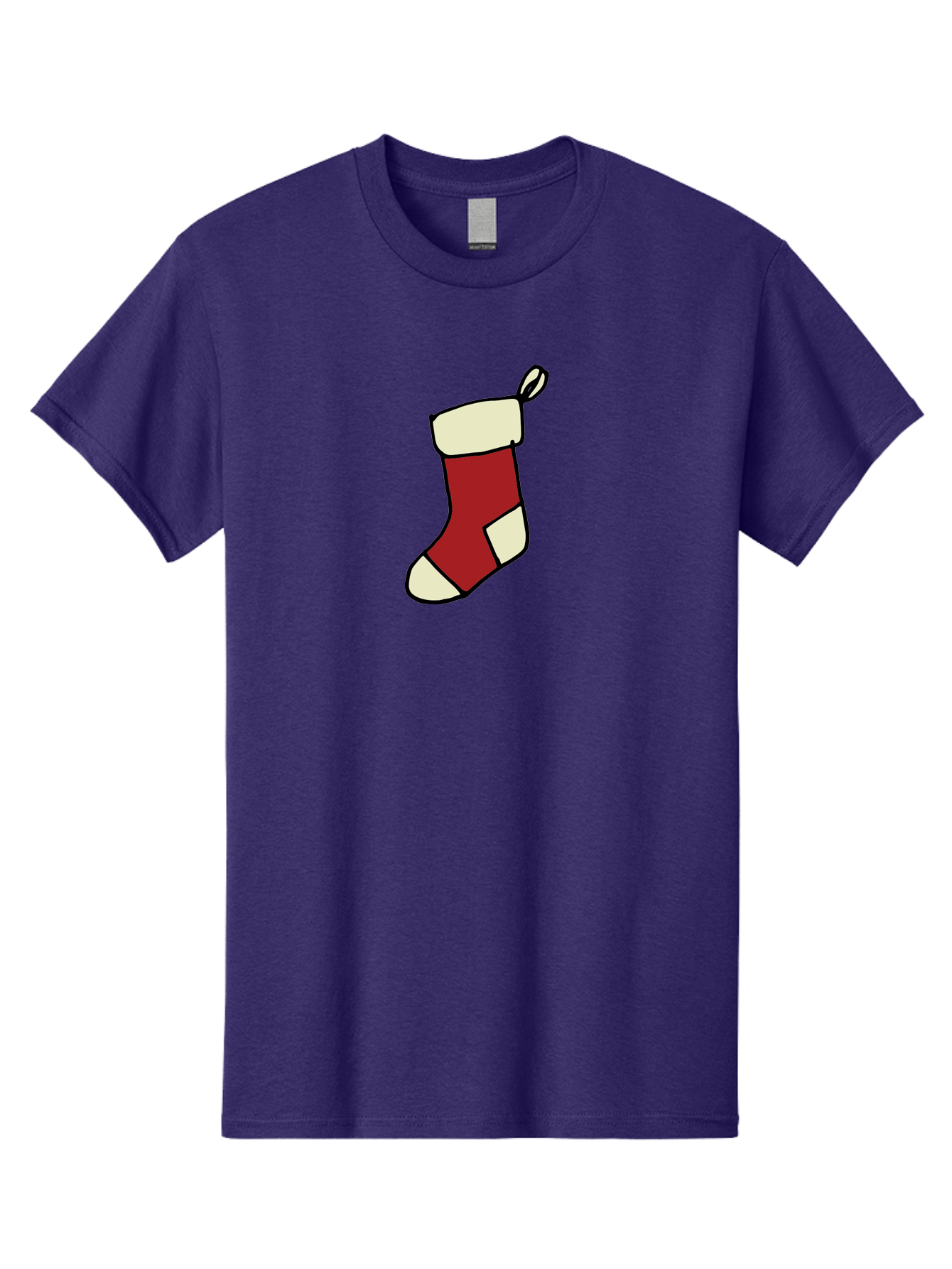 Christmas-Stocking Men'S Graphic Tee, 100% Cotton, Comfortable Casual Summer Wear, Machine Washable, Christmas Stocking, Holiday Decor, Festive Tradition, Red And White Colors, Black Outline, Cartoon Style, Holiday Season, Winter Wonderland -  Aaa821