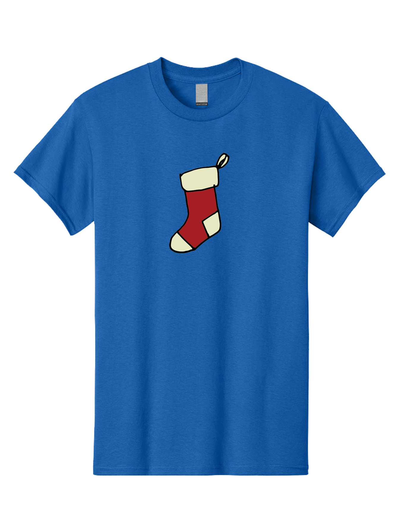 Christmas-Stocking Men'S Graphic Tee, 100% Cotton, Comfortable Casual Summer Wear, Machine Washable, Christmas Stocking, Holiday Decor, Festive Tradition, Red And White Colors, Black Outline, Cartoon Style, Holiday Season, Winter Wonderland -  Aaa821