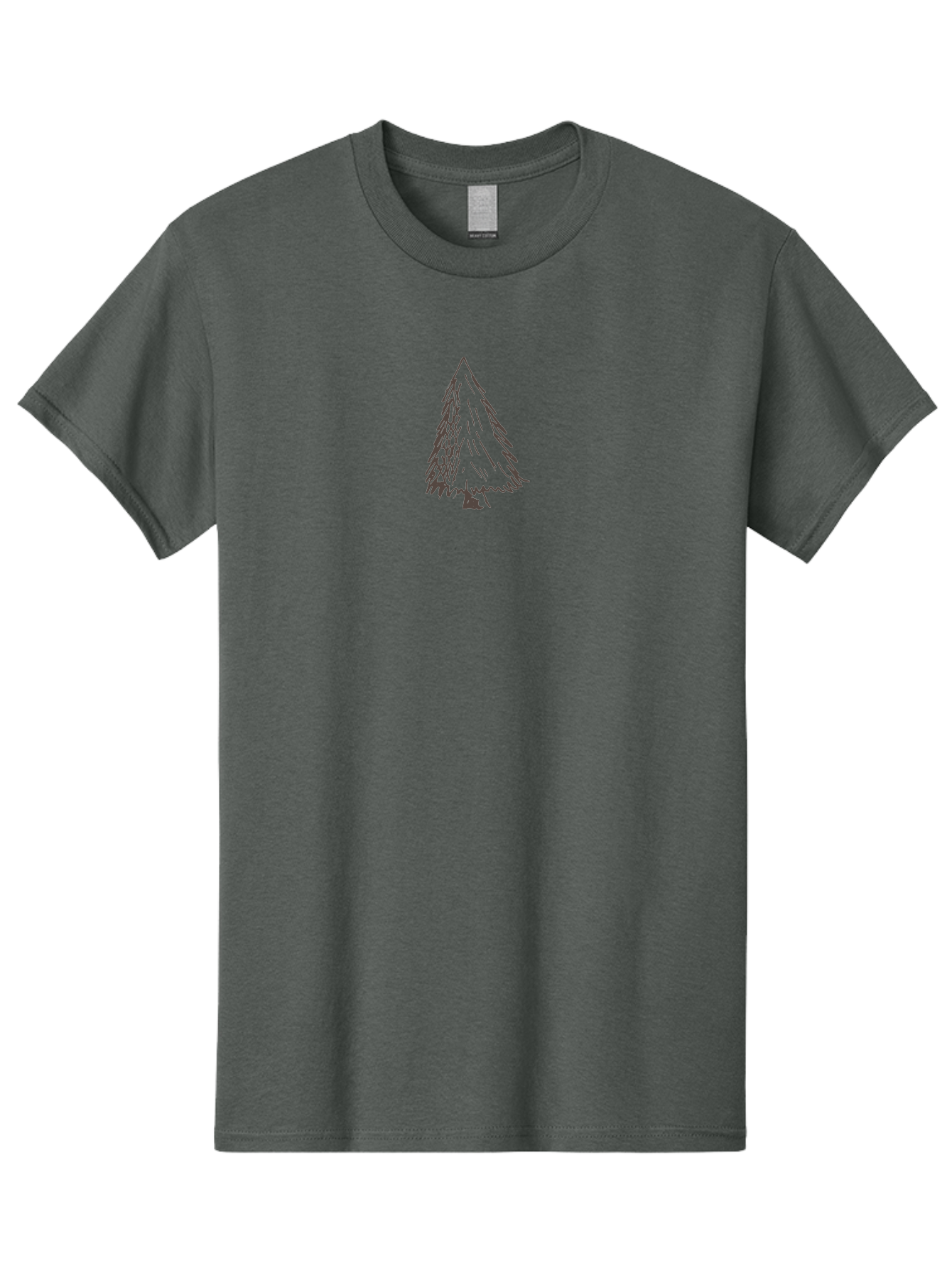 Christmas-Tree Men'S Graphic Tee, 100% Cotton, Comfortable Casual Summer Wear, Machine Washable, Hand Drawn Pine Tree, Simple Illustration, Minimalist Design, Triangular Shape, Dark Gray Lines, Rustic Charm, Whimsical Art, Forest Symbol -  Aaa826