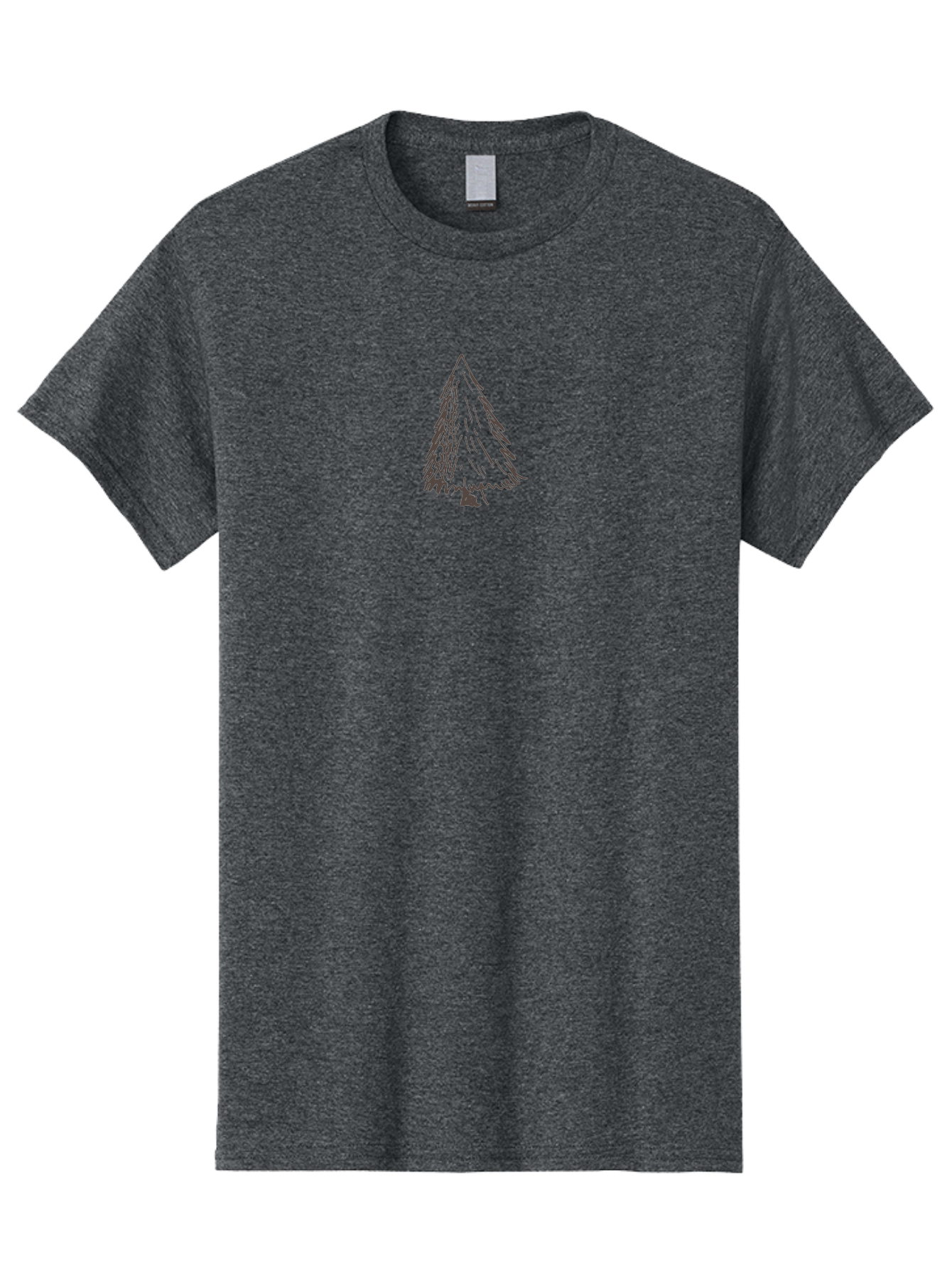 Christmas-Tree Men'S Graphic Tee, 100% Cotton, Comfortable Casual Summer Wear, Machine Washable, Hand Drawn Pine Tree, Simple Illustration, Minimalist Design, Triangular Shape, Dark Gray Lines, Rustic Charm, Whimsical Art, Forest Symbol -  Aaa826