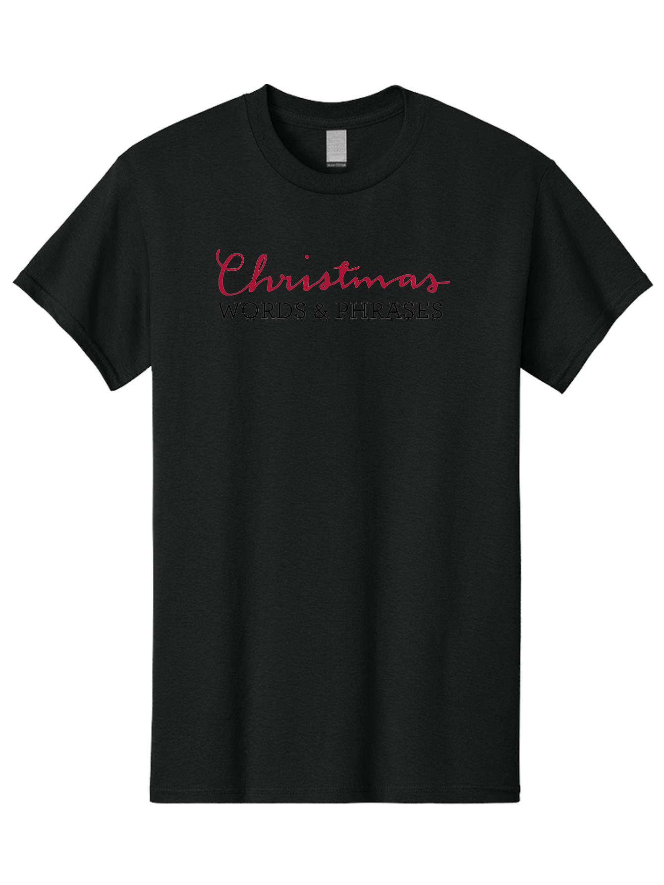Christmas-Words-Phrases-2 Men'S Graphic Tee, 100% Cotton, Comfortable Casual Summer Wear, Machine Washable, Christmas Graphics, Holiday Phrases, Festive Fonts, Christmas Vocabulary, Seasonal Wording, Red And Black Text -  Aaa829