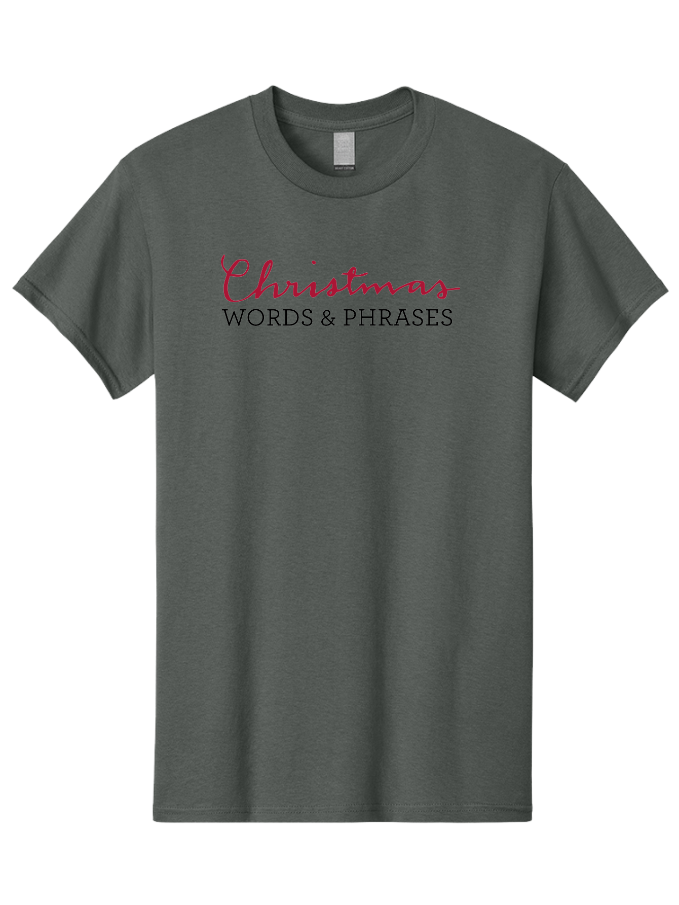 Christmas-Words-Phrases-2 Men'S Graphic Tee, 100% Cotton, Comfortable Casual Summer Wear, Machine Washable, Christmas Graphics, Holiday Phrases, Festive Fonts, Christmas Vocabulary, Seasonal Wording, Red And Black Text -  Aaa829
