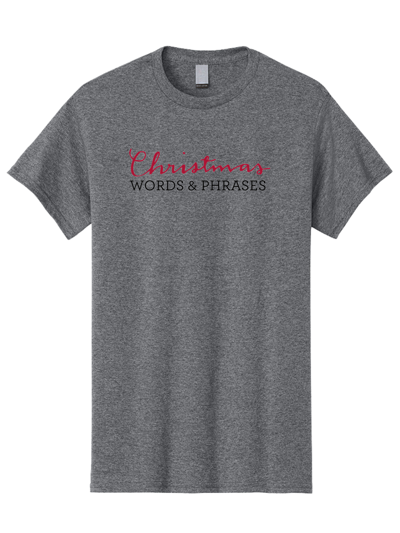 Christmas-Words-Phrases-2 Men'S Graphic Tee, 100% Cotton, Comfortable Casual Summer Wear, Machine Washable, Christmas Graphics, Holiday Phrases, Festive Fonts, Christmas Vocabulary, Seasonal Wording, Red And Black Text -  Aaa829