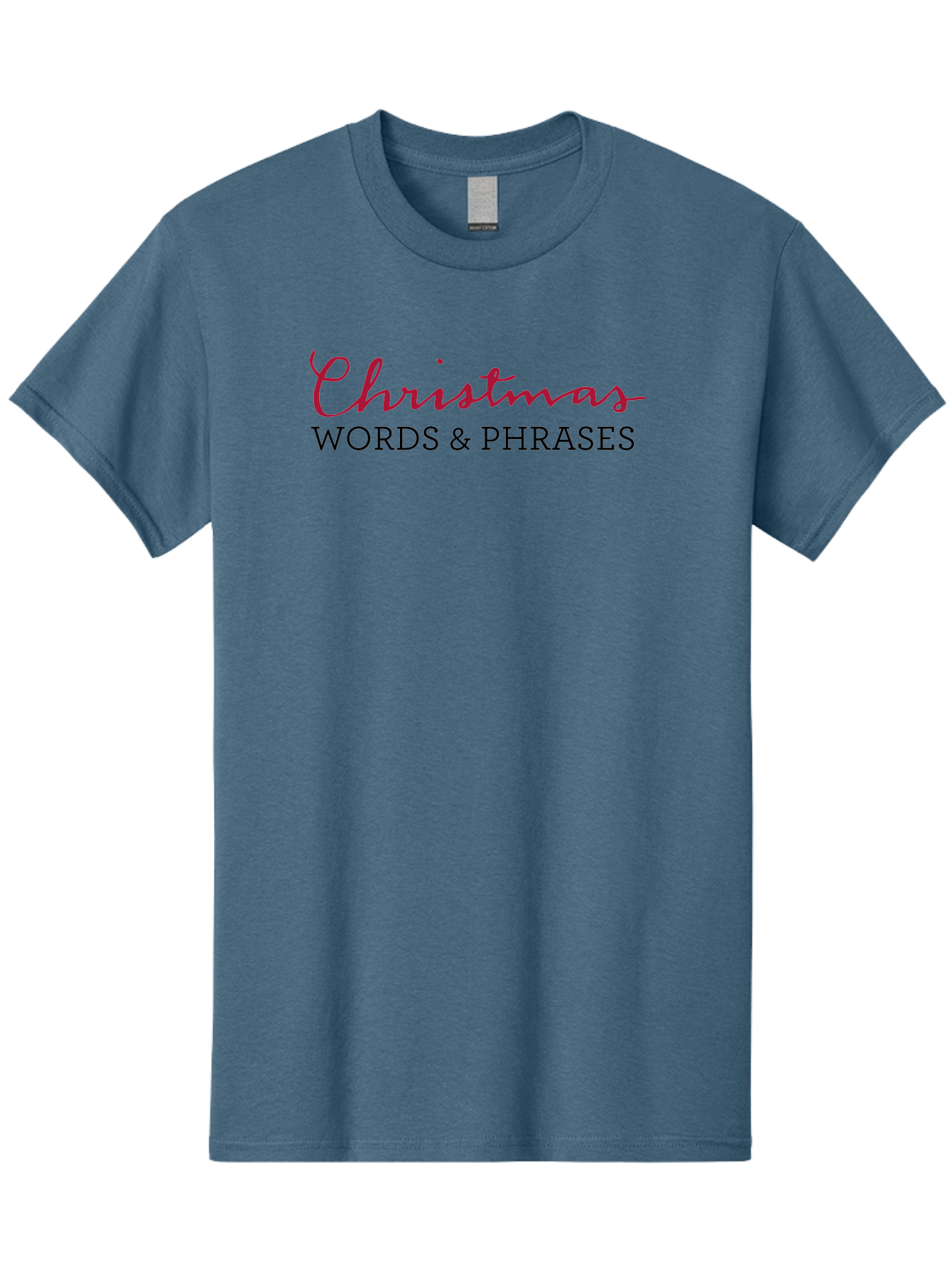 Christmas-Words-Phrases-2 Men'S Graphic Tee, 100% Cotton, Comfortable Casual Summer Wear, Machine Washable, Christmas Graphics, Holiday Phrases, Festive Fonts, Christmas Vocabulary, Seasonal Wording, Red And Black Text -  Aaa829