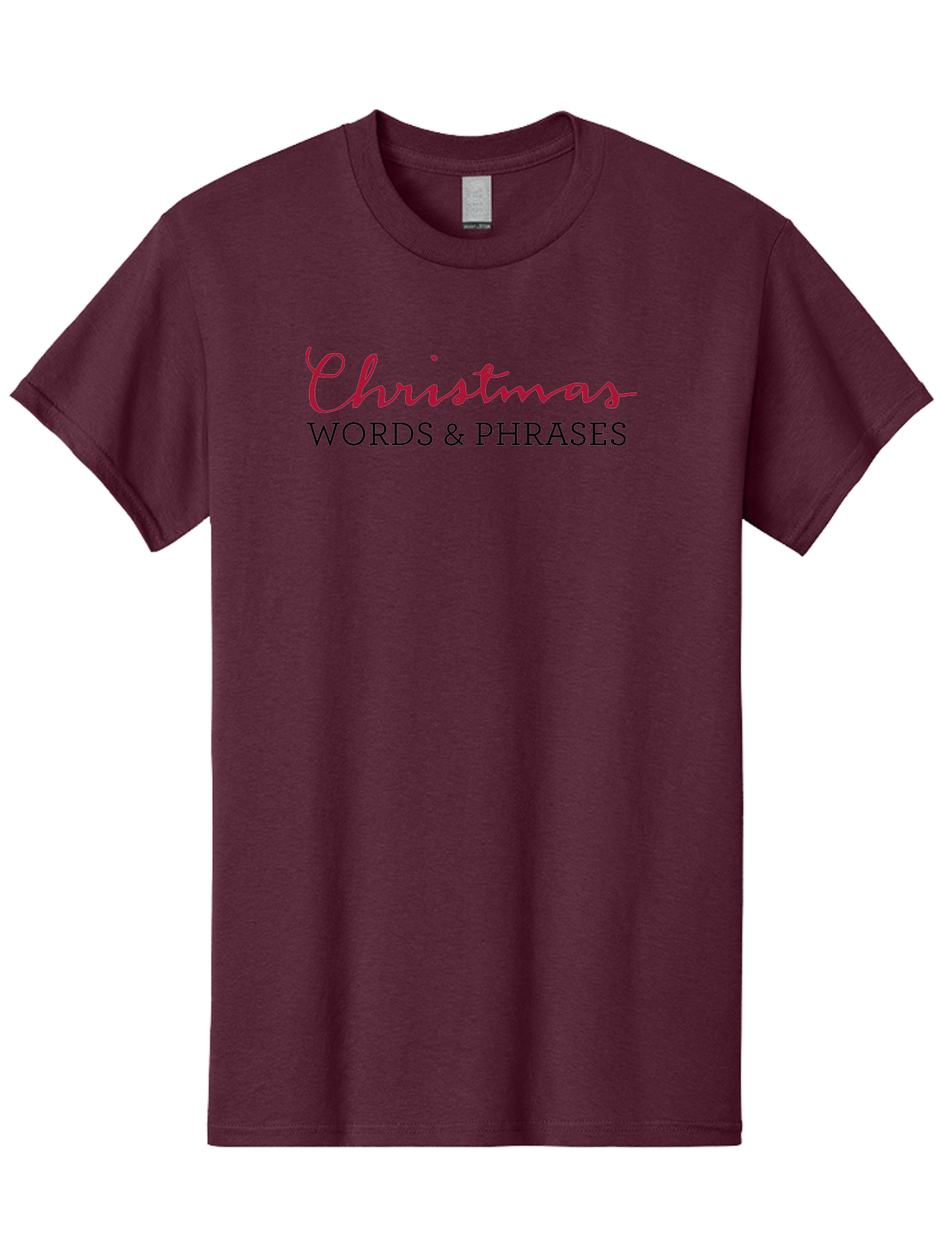 Christmas-Words-Phrases-2 Men'S Graphic Tee, 100% Cotton, Comfortable Casual Summer Wear, Machine Washable, Christmas Graphics, Holiday Phrases, Festive Fonts, Christmas Vocabulary, Seasonal Wording, Red And Black Text -  Aaa829