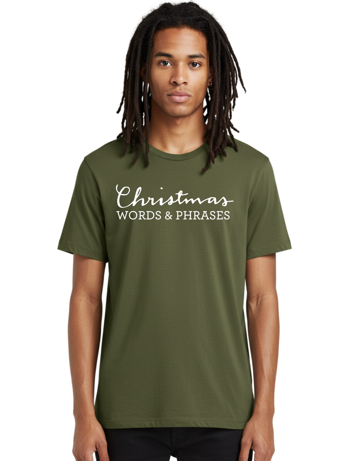 Christmas-Words-Phrases Men'S Graphic Tee, 100% Cotton, Comfortable Casual Summer Wear, Machine Washable, Christmas Words, Holiday Phrases, Festive Language, Christmas Vocabulary, Winter Phrases, Seasonal Expressions, Christmas Terminology -  Aaa830