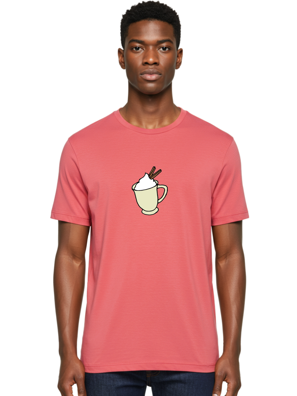 Cinnamon-Cappuccino Men'S Graphic Tee, 100% Cotton, Comfortable Casual Summer Wear, Machine Washable, Hot Chocolate, Whipped Cream, Cinnamon Sticks, Warm Beverage, Coffee Drink, Sweet Treat, Comforting Drink, Creamy Texture -  Aaa833