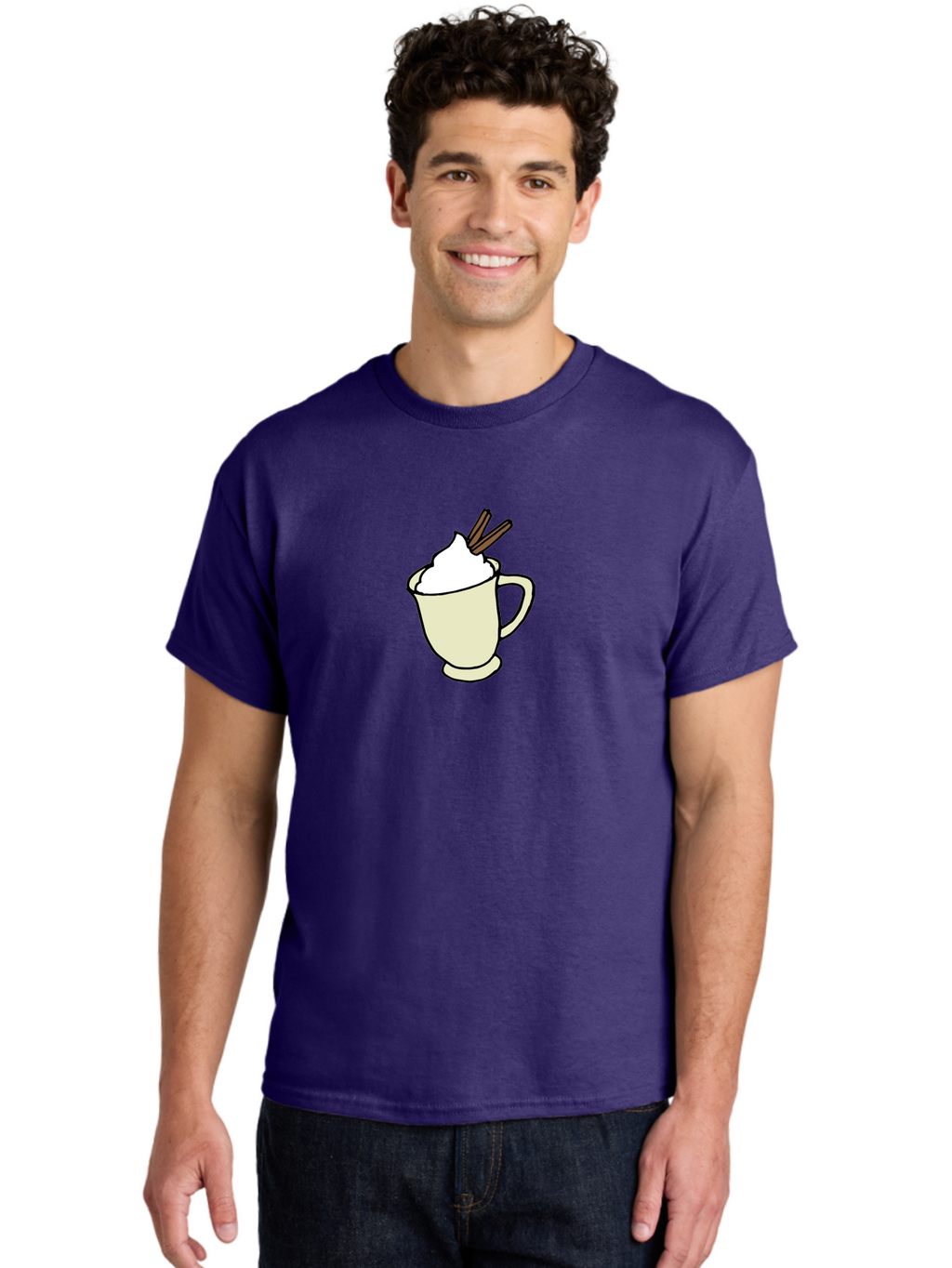 Cinnamon-Cappuccino Men'S Graphic Tee, 100% Cotton, Comfortable Casual Summer Wear, Machine Washable, Hot Chocolate, Whipped Cream, Cinnamon Sticks, Warm Beverage, Coffee Drink, Sweet Treat, Comforting Drink, Creamy Texture -  Aaa833