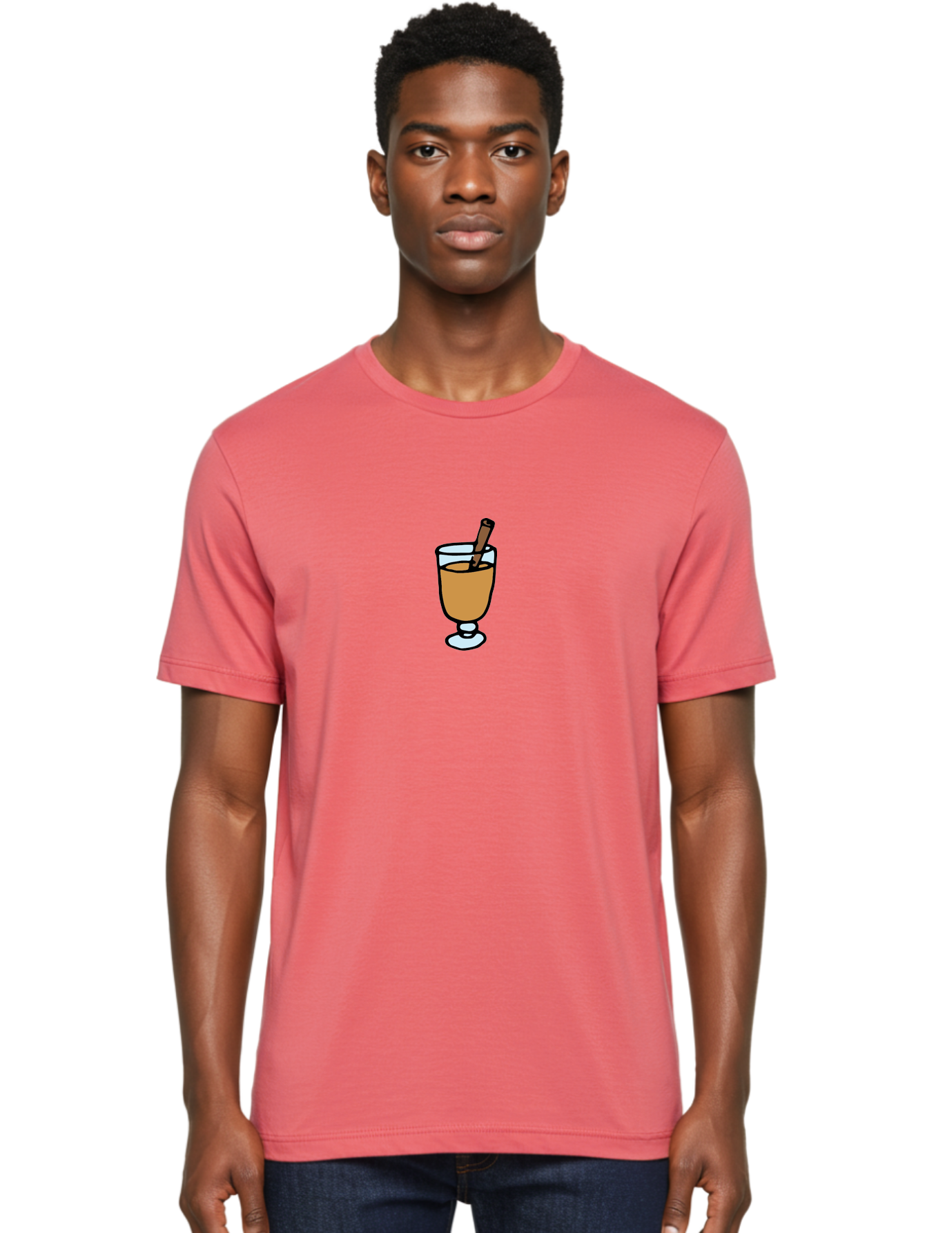 Cinnamon-Cocktail Men'S Graphic Tee, 100% Cotton, Comfortable Casual Summer Wear, Machine Washable, Glass Of Warm Drink, Cinnamon Stick, Autumn Beverage, Cozy Atmosphere, Comforting Drink, Spicy Flavor, Festive Treat, Hot Cider, -  Aaa834