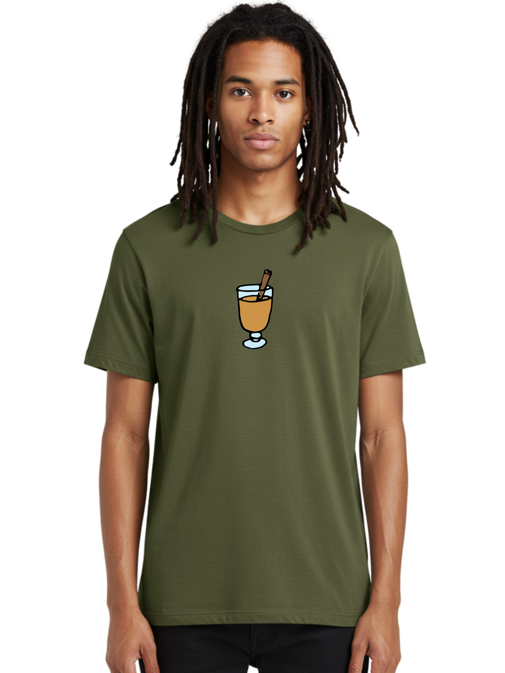 Cinnamon-Cocktail Men'S Graphic Tee, 100% Cotton, Comfortable Casual Summer Wear, Machine Washable, Glass Of Warm Drink, Cinnamon Stick, Autumn Beverage, Cozy Atmosphere, Comforting Drink, Spicy Flavor, Festive Treat, Hot Cider, -  Aaa834