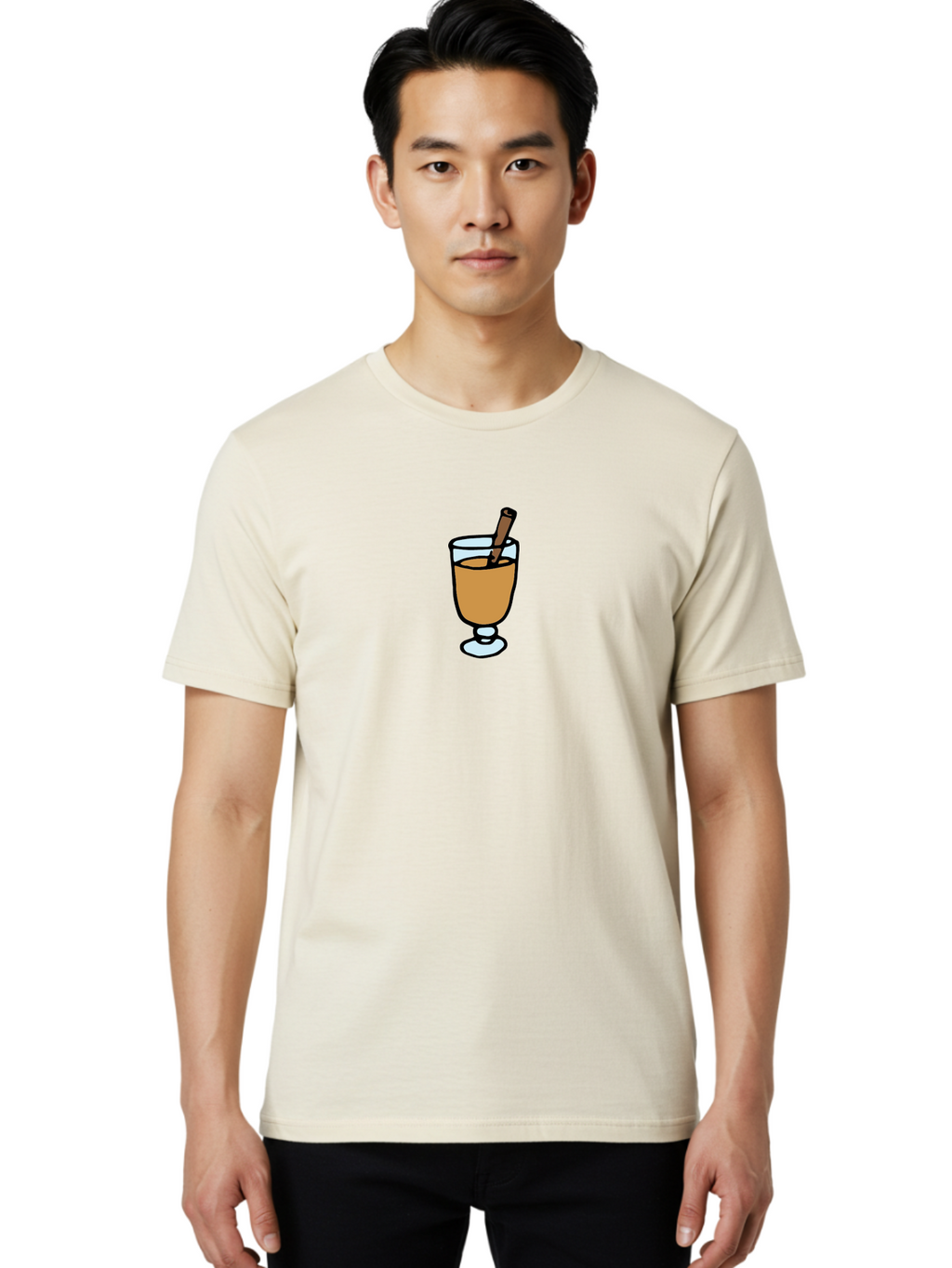 Cinnamon-Cocktail Men'S Graphic Tee, 100% Cotton, Comfortable Casual Summer Wear, Machine Washable, Glass Of Warm Drink, Cinnamon Stick, Autumn Beverage, Cozy Atmosphere, Comforting Drink, Spicy Flavor, Festive Treat, Hot Cider, -  Aaa834
