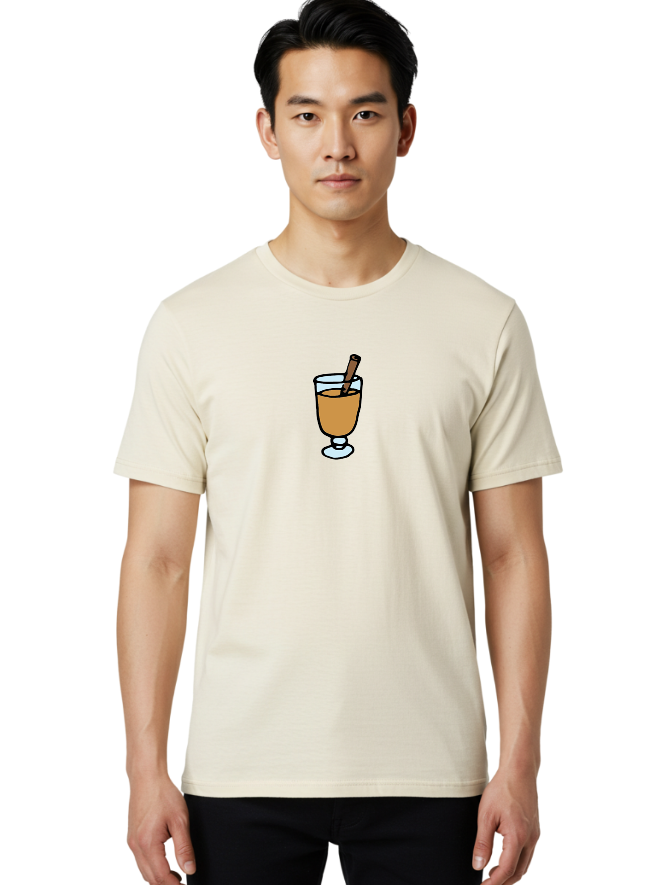Cinnamon-Cocktail Men'S Graphic Tee, 100% Cotton, Comfortable Casual Summer Wear, Machine Washable, Glass Of Warm Drink, Cinnamon Stick, Autumn Beverage, Cozy Atmosphere, Comforting Drink, Spicy Flavor, Festive Treat, Hot Cider, -  Aaa834