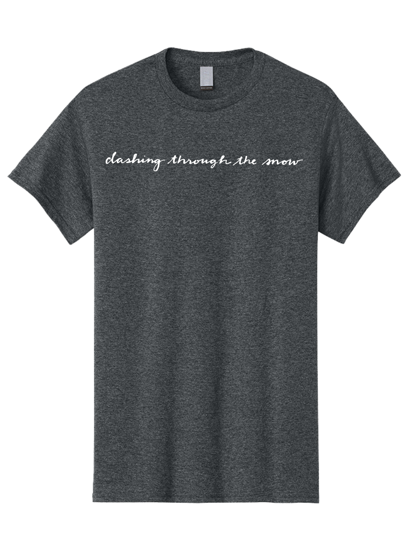 Clashing-Through-The-Snow Men'S Graphic Tee, 100% Cotton, Comfortable Casual Summer Wear, Machine Washable, Winter Phrase, Snow Text, Cursive Font, Inspirational Quote, Holiday Graphics, Winter Wonderland, Festive Typography -  Aaa836