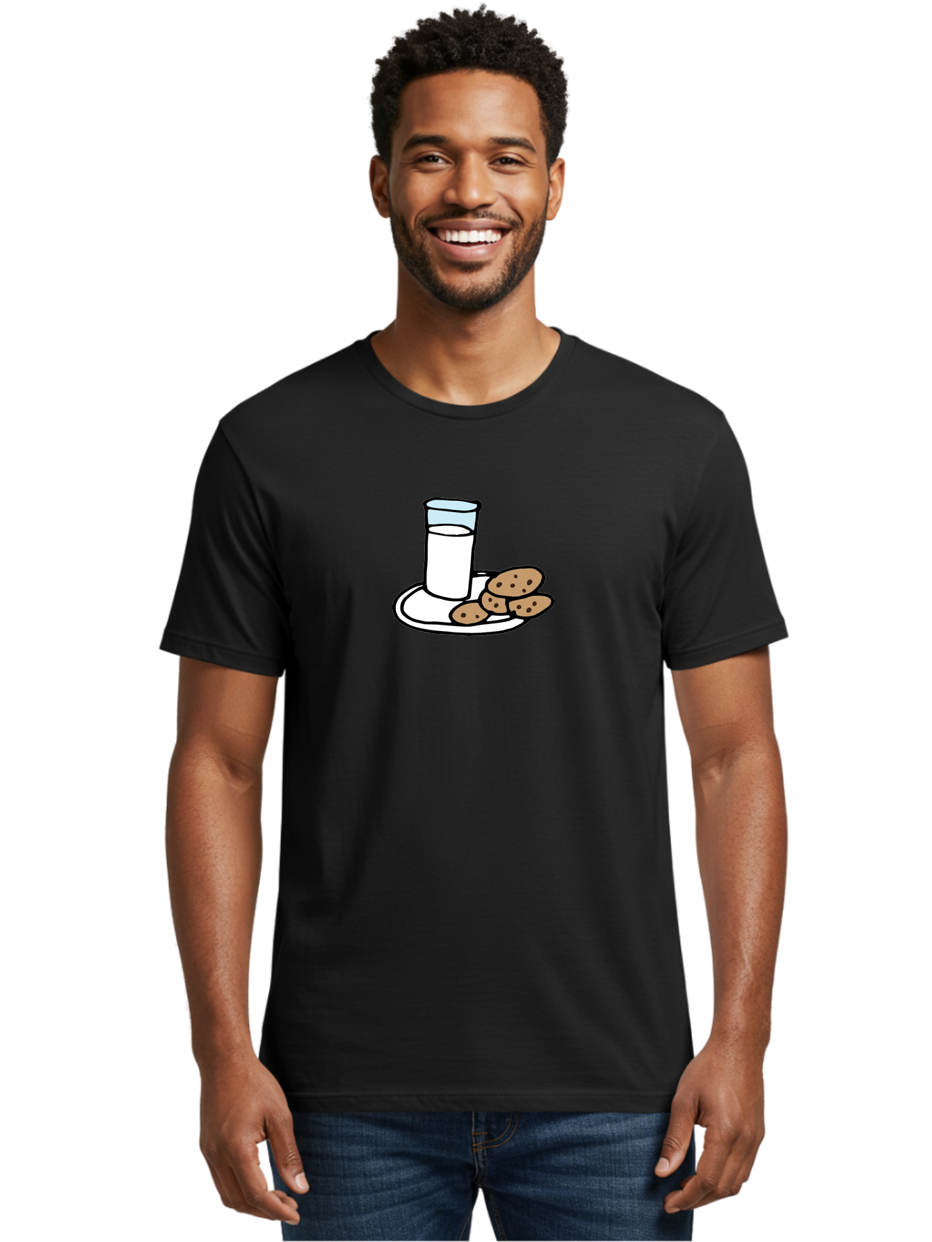Cookies-And-Milk Men'S Graphic Tee, 100% Cotton, Comfortable Casual Summer Wear, Machine Washable, Glass Of Milk, Chocolate Chip Cookies, Sweet Treats, Snack Time, Comfort Food, Cookies And Milk, Cookie Love, Milk And Cookies -  Aaa840