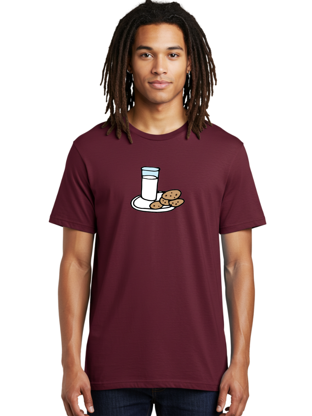 Cookies-And-Milk Men'S Graphic Tee, 100% Cotton, Comfortable Casual Summer Wear, Machine Washable, Glass Of Milk, Chocolate Chip Cookies, Sweet Treats, Snack Time, Comfort Food, Cookies And Milk, Cookie Love, Milk And Cookies -  Aaa840