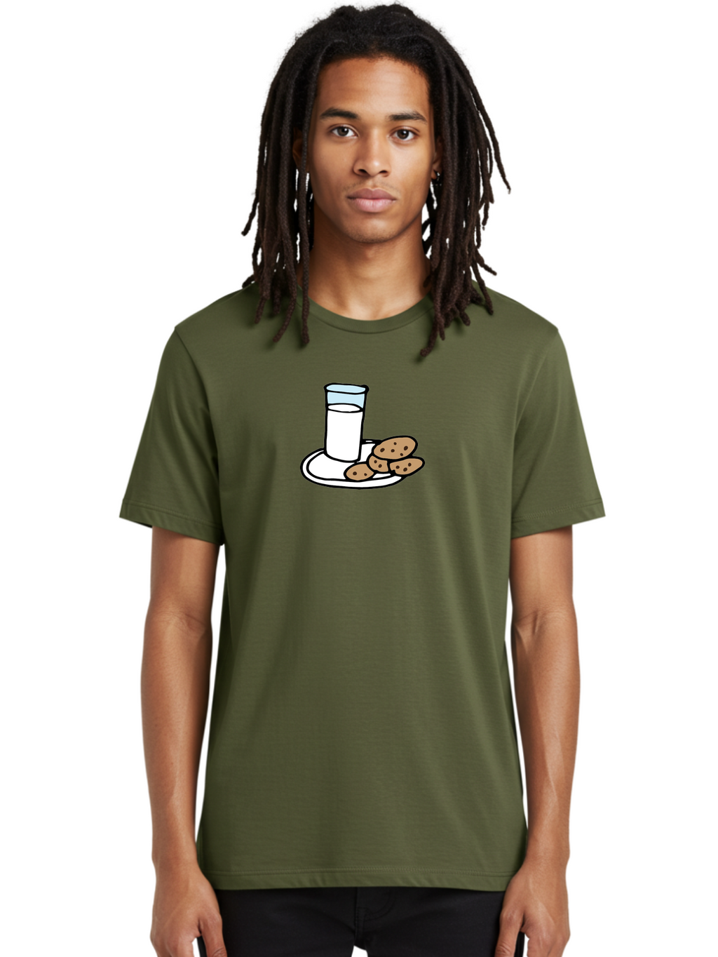 Cookies-And-Milk Men'S Graphic Tee, 100% Cotton, Comfortable Casual Summer Wear, Machine Washable, Glass Of Milk, Chocolate Chip Cookies, Sweet Treats, Snack Time, Comfort Food, Cookies And Milk, Cookie Love, Milk And Cookies -  Aaa840
