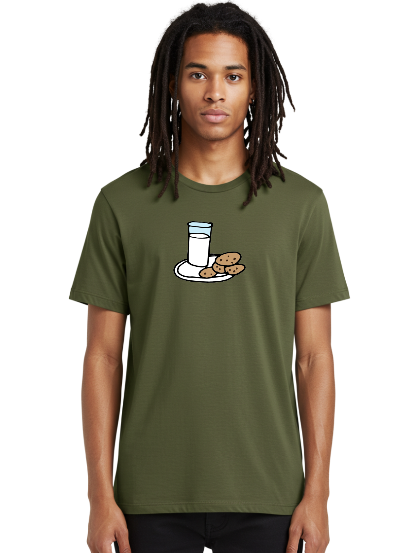 Cookies-And-Milk Men'S Graphic Tee, 100% Cotton, Comfortable Casual Summer Wear, Machine Washable, Glass Of Milk, Chocolate Chip Cookies, Sweet Treats, Snack Time, Comfort Food, Cookies And Milk, Cookie Love, Milk And Cookies -  Aaa840