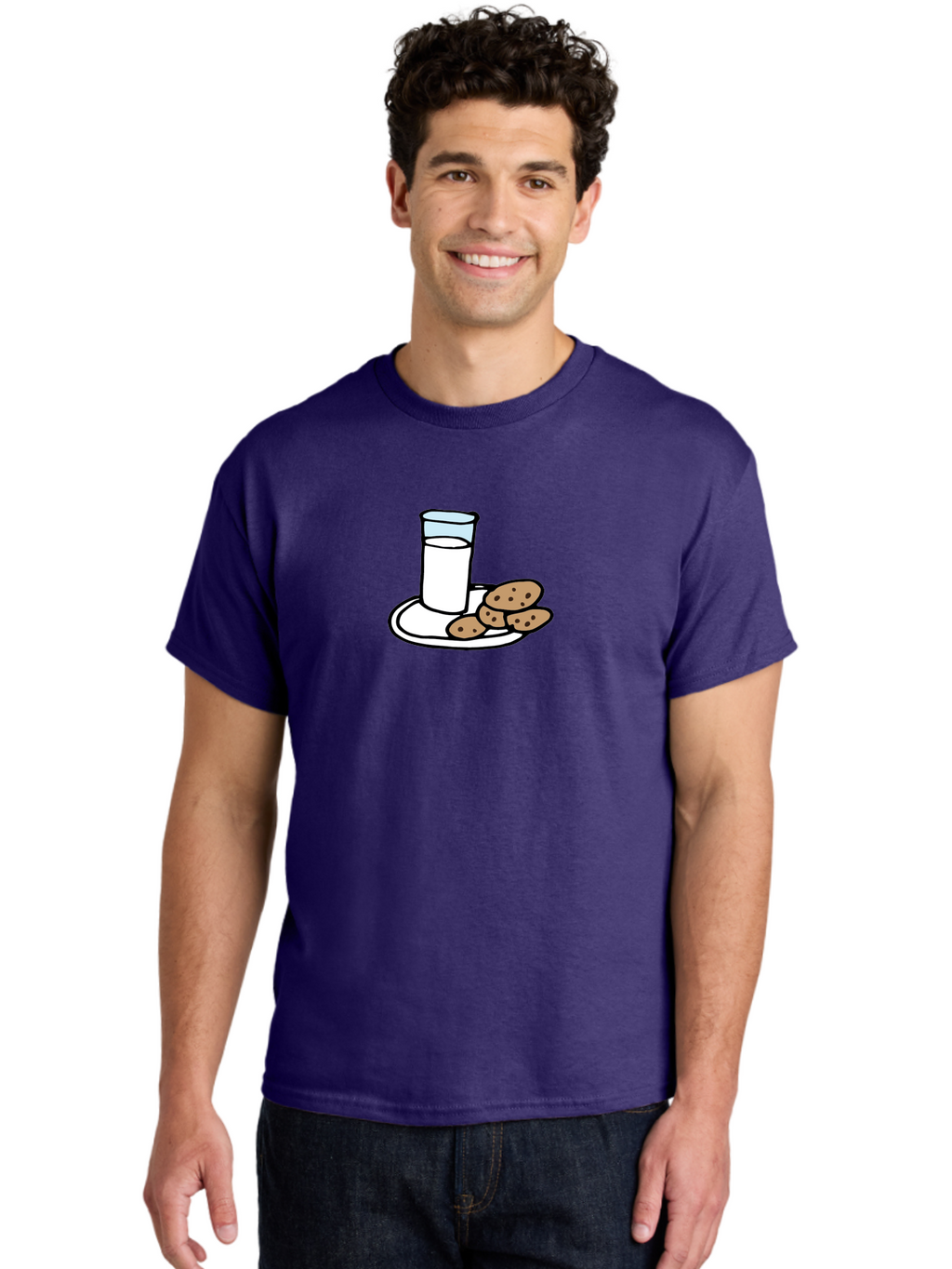 Cookies-And-Milk Men'S Graphic Tee, 100% Cotton, Comfortable Casual Summer Wear, Machine Washable, Glass Of Milk, Chocolate Chip Cookies, Sweet Treats, Snack Time, Comfort Food, Cookies And Milk, Cookie Love, Milk And Cookies -  Aaa840