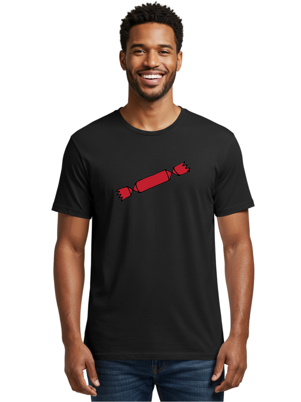 Cracker Men'S Graphic Tee, 100% Cotton, Comfortable Casual Summer Wear, Machine Washable, Cartoon Cracker, Red Firecracker, Celebration, Party Popper, Festive, Holiday, Red Color, Cartoon Style -  Aaa842